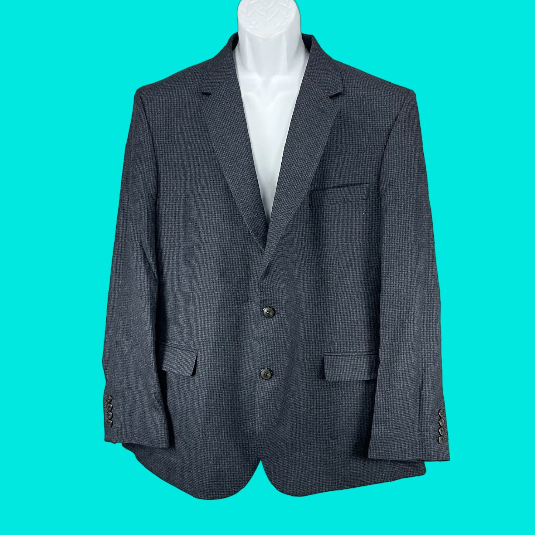 Marks & Spencer Marks & Spencer Jacket Black Blue Check Easy Care Sports Blazer Size 48 Size 48R - 1 Thumbnail