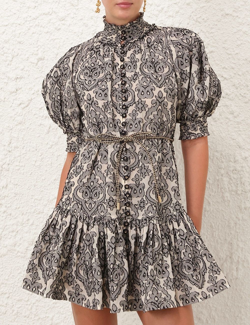 Zimmermann o1w1db10925 Wylie Lantern Mini Dress in Multicolor Size L / US 10 / IT 46 - 2 Thumbnail