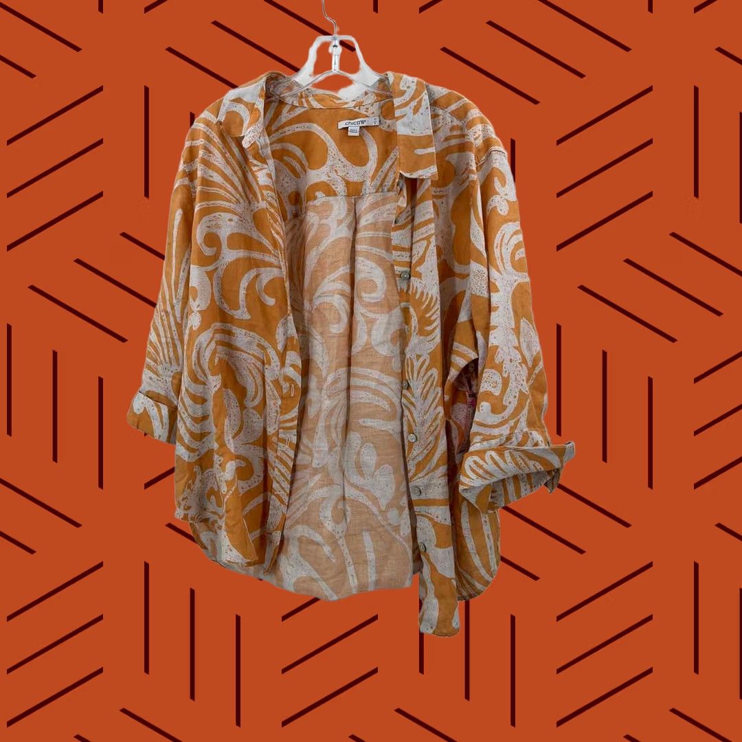 Vintage Chico's Orange Button Down Size 3.5/18 Size XS / US 0-2 / IT 36-38 - 1 Thumbnail