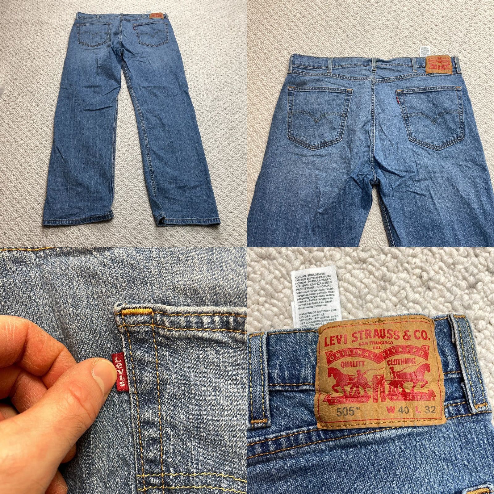Levi's Levi's 505 Jeans Mens 40x32 Blue Denim Medium Wash Mid Rise Classic Straight Fit Shirt? Size US 40 / EU 56 - 9 Thumbnail