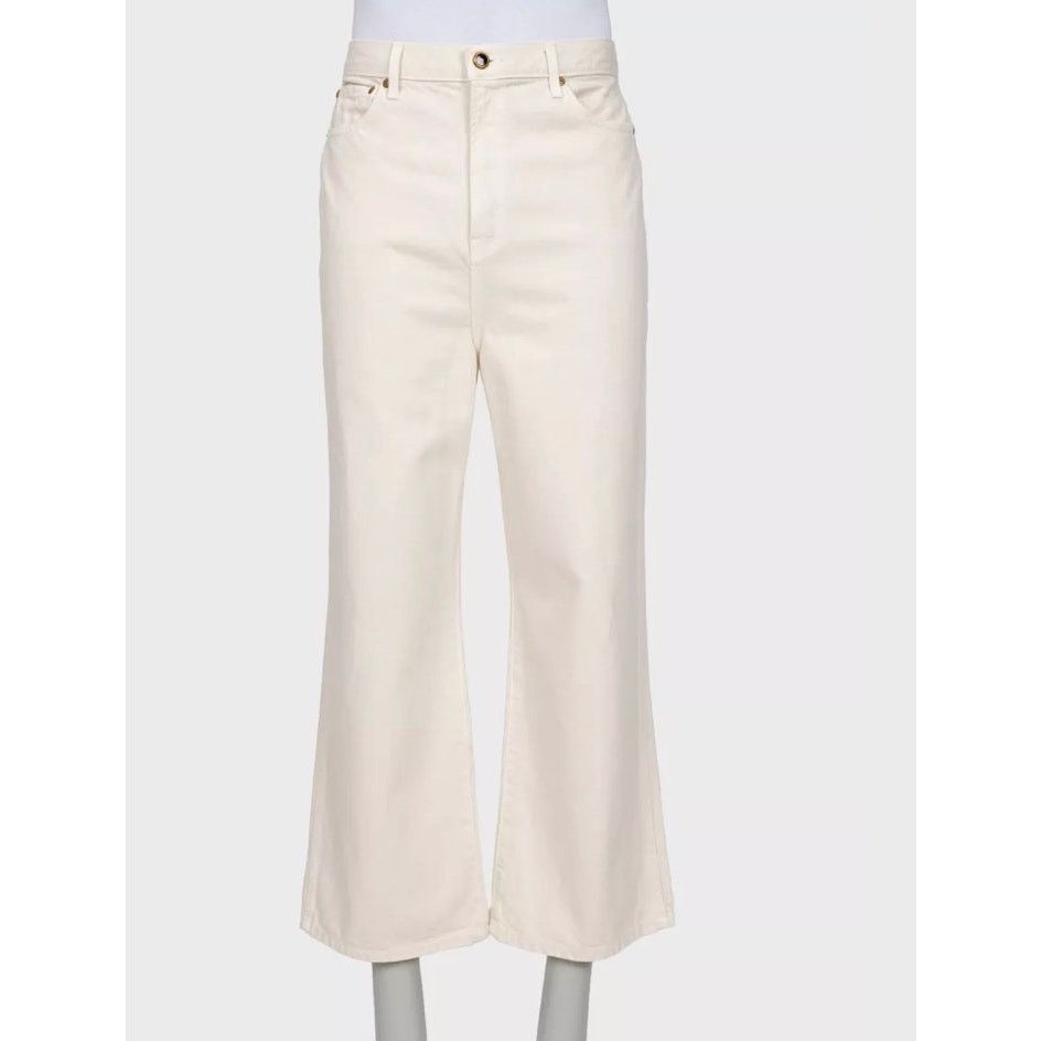 Khaite White Wide-Leg Mid-Rise Jeans - Size 29