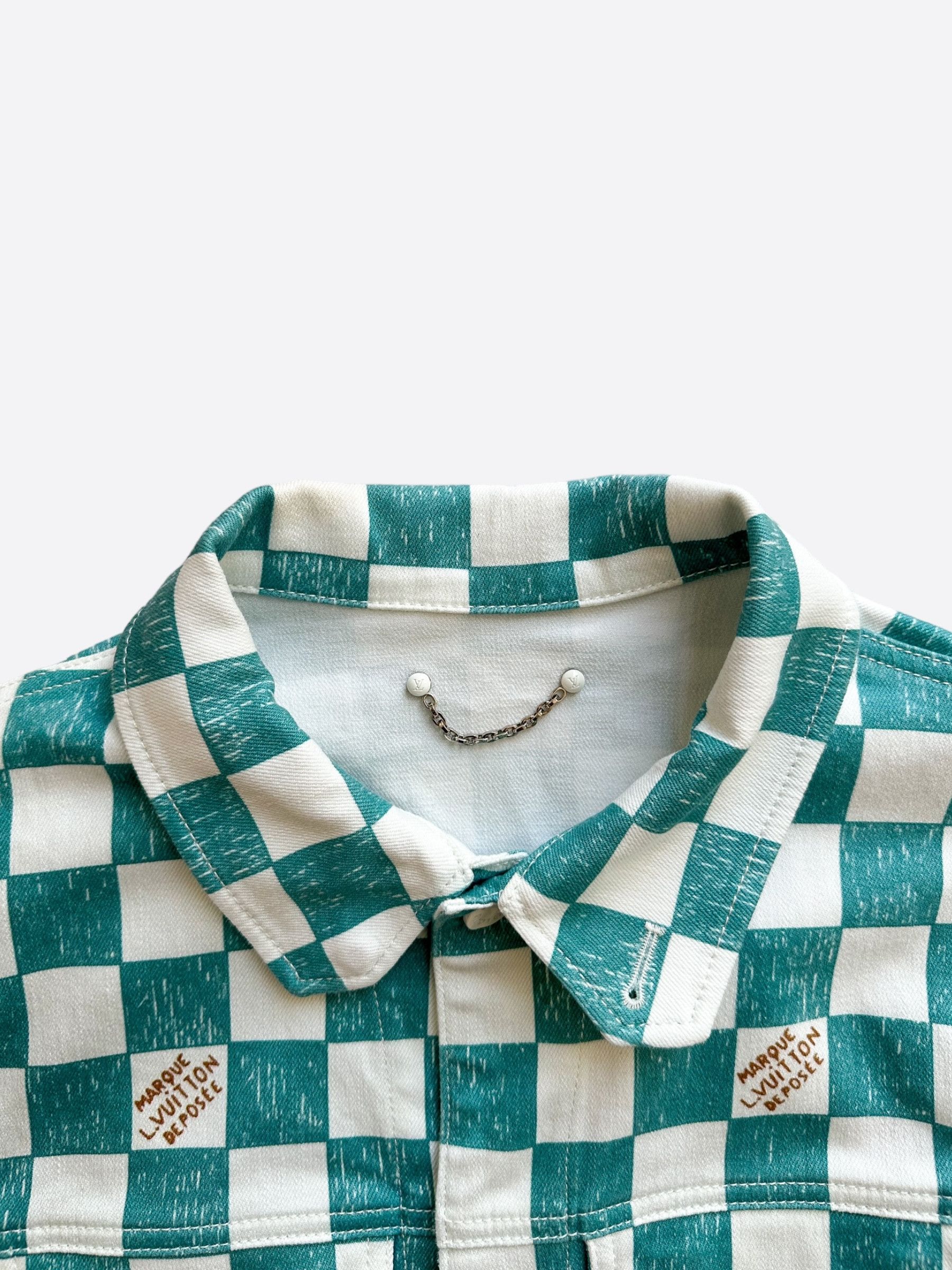 Louis Vuitton Louis Vuitton Turquoise Damier Denim Jacket Size US M / EU 48-50 / 2 - 3 Thumbnail