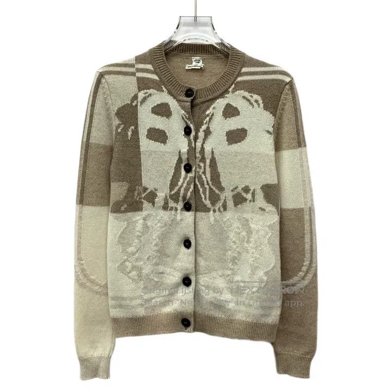 Hermes Hermes Multicolor Jacquard Cashmere Crewneck Single-breast Size XXS / US 00 / IT 34 - 1 Thumbnail