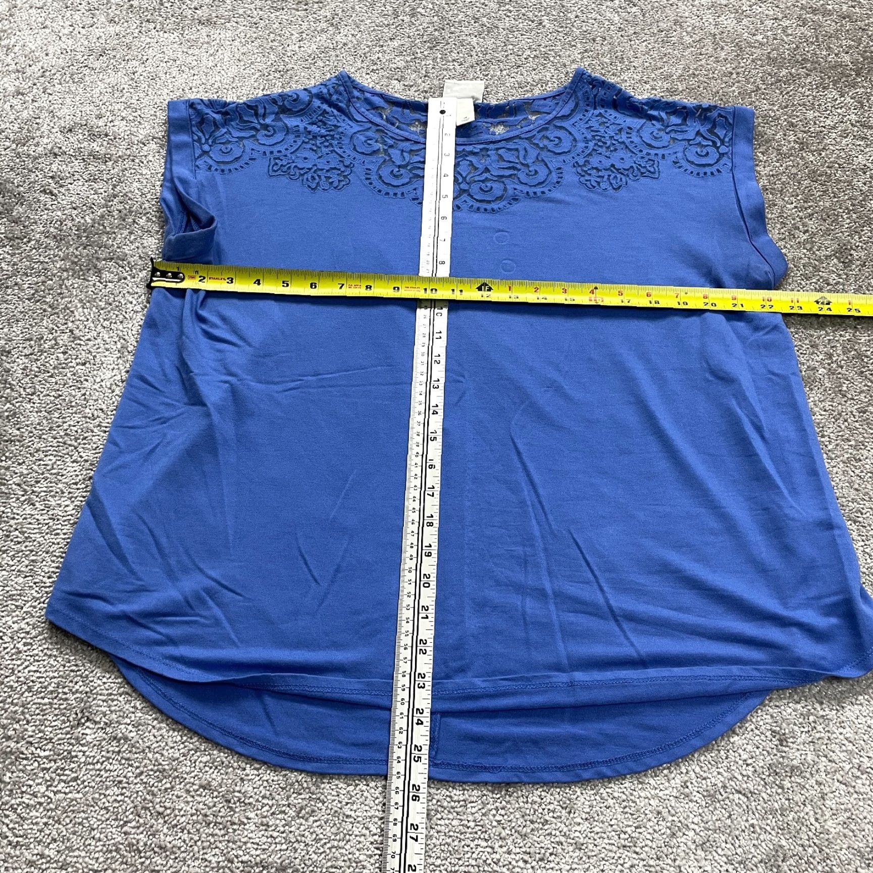 Vintage Ava & Viv Blouse XL Blue Sleeveless Round Neck Lace Rayon Casual Womens Size XL / US 12-14 / IT 48-50 - 7 Thumbnail