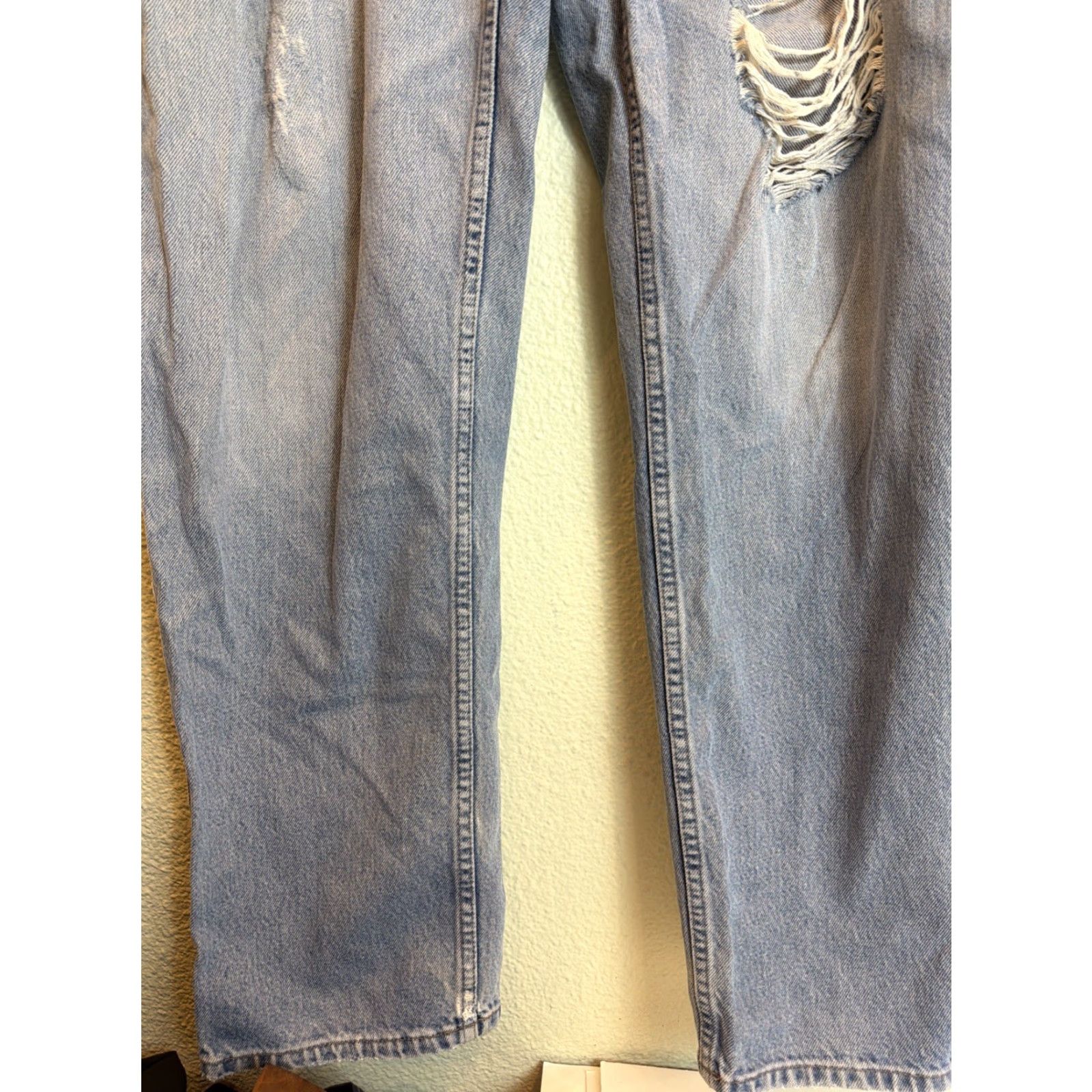 Vintage Y2K LL Bean Mens Jeans Relaxed Fit 38x34 Light Wash Distressed Blue Straight Jeans Mens Size US 38 / EU 54 - 3 Thumbnail