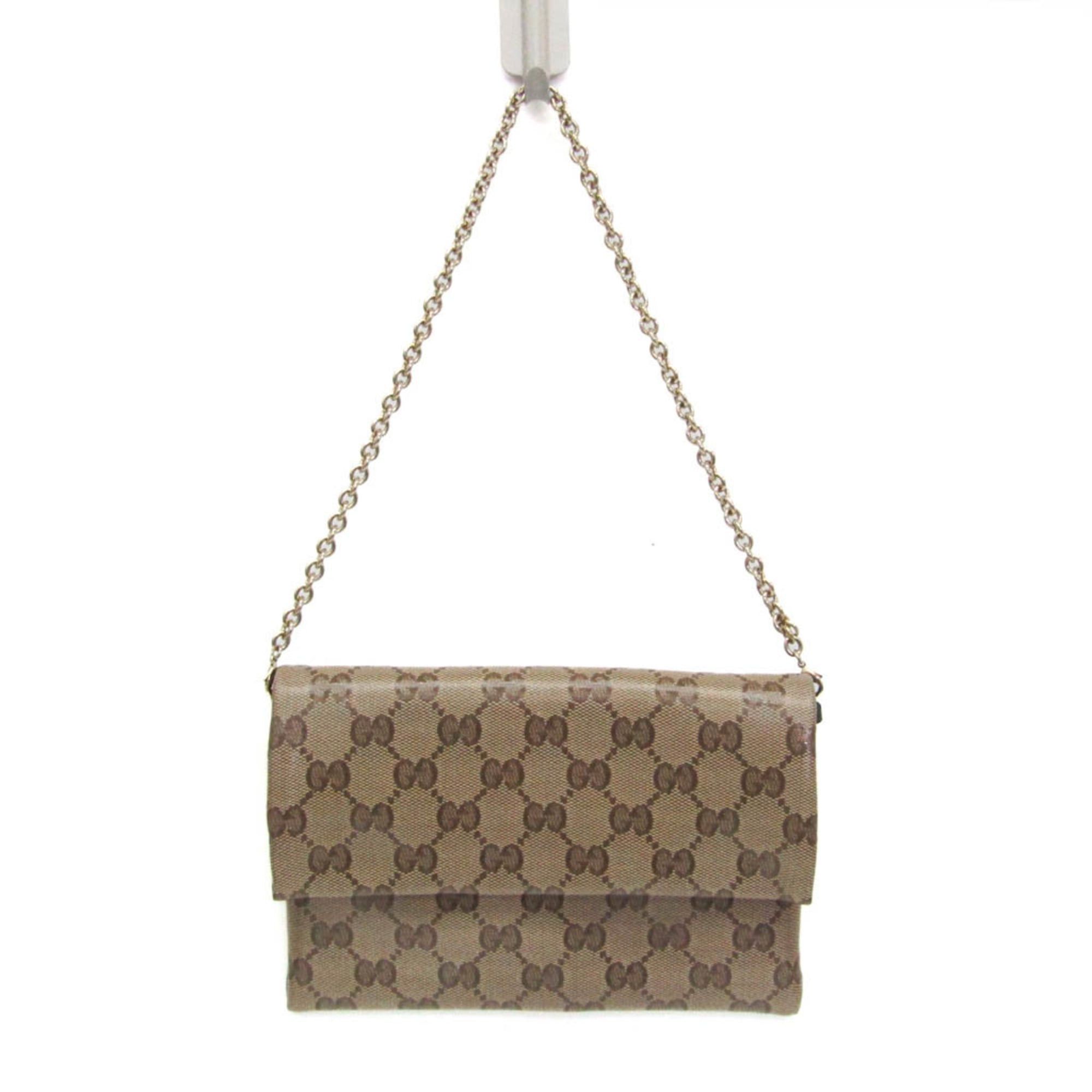 Gucci Gucci GG Crystal 203351 Women's GG Crystal Chain/Shoulder Wallet Beige Size ONE SIZE - 1 Thumbnail