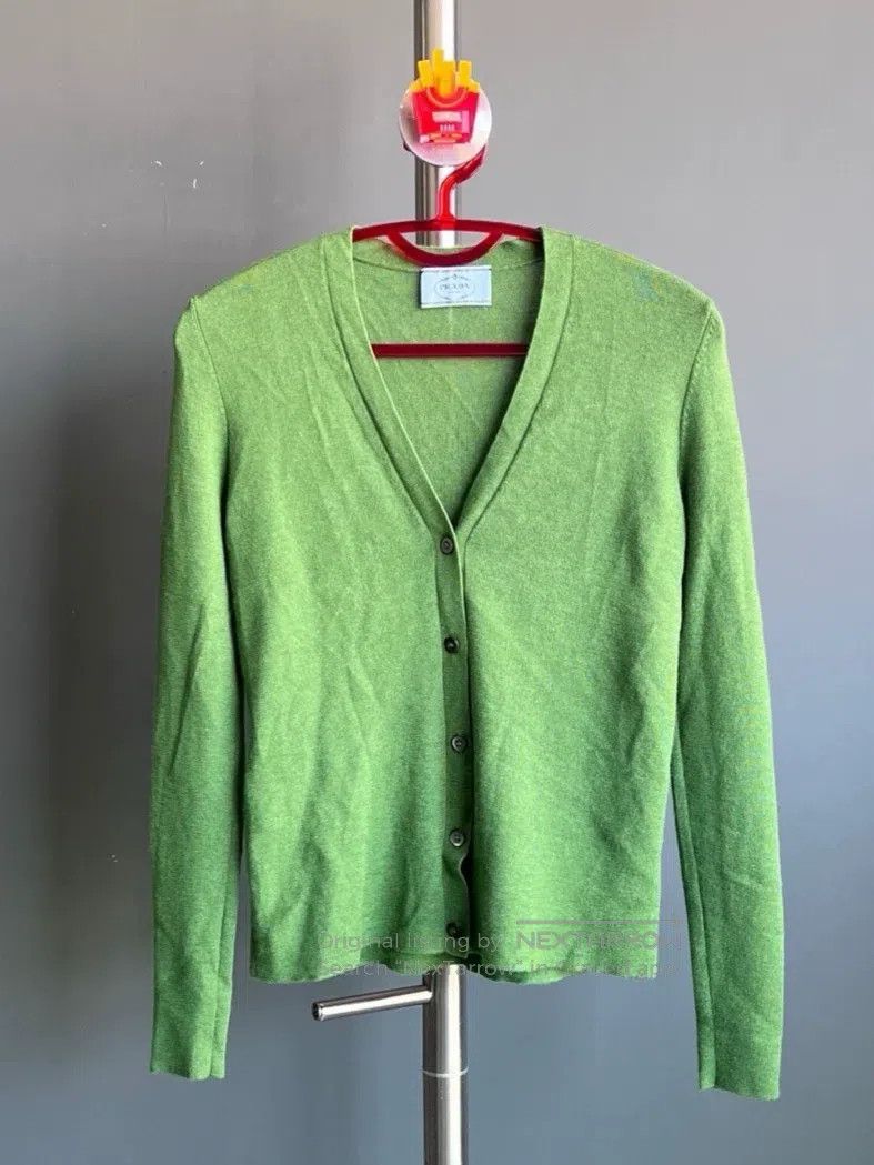 Prada Prada Green knitted cardigan coat Size XXS / US 00 / IT 34 - 1 Thumbnail