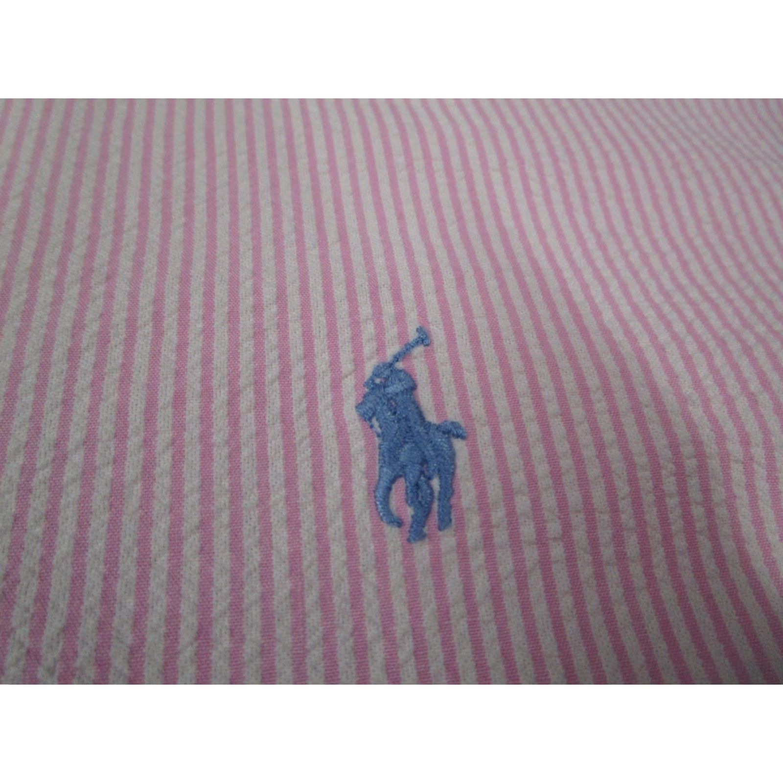 Ralph Lauren VINTAGE Ralph Lauren Shirt Mens XL Pink Stripe Seersucker Classic Fit Button-Down Polo Embroidered Pony Casual Workwear Summer Size US XL / EU 56 / 4 - 4 Thumbnail