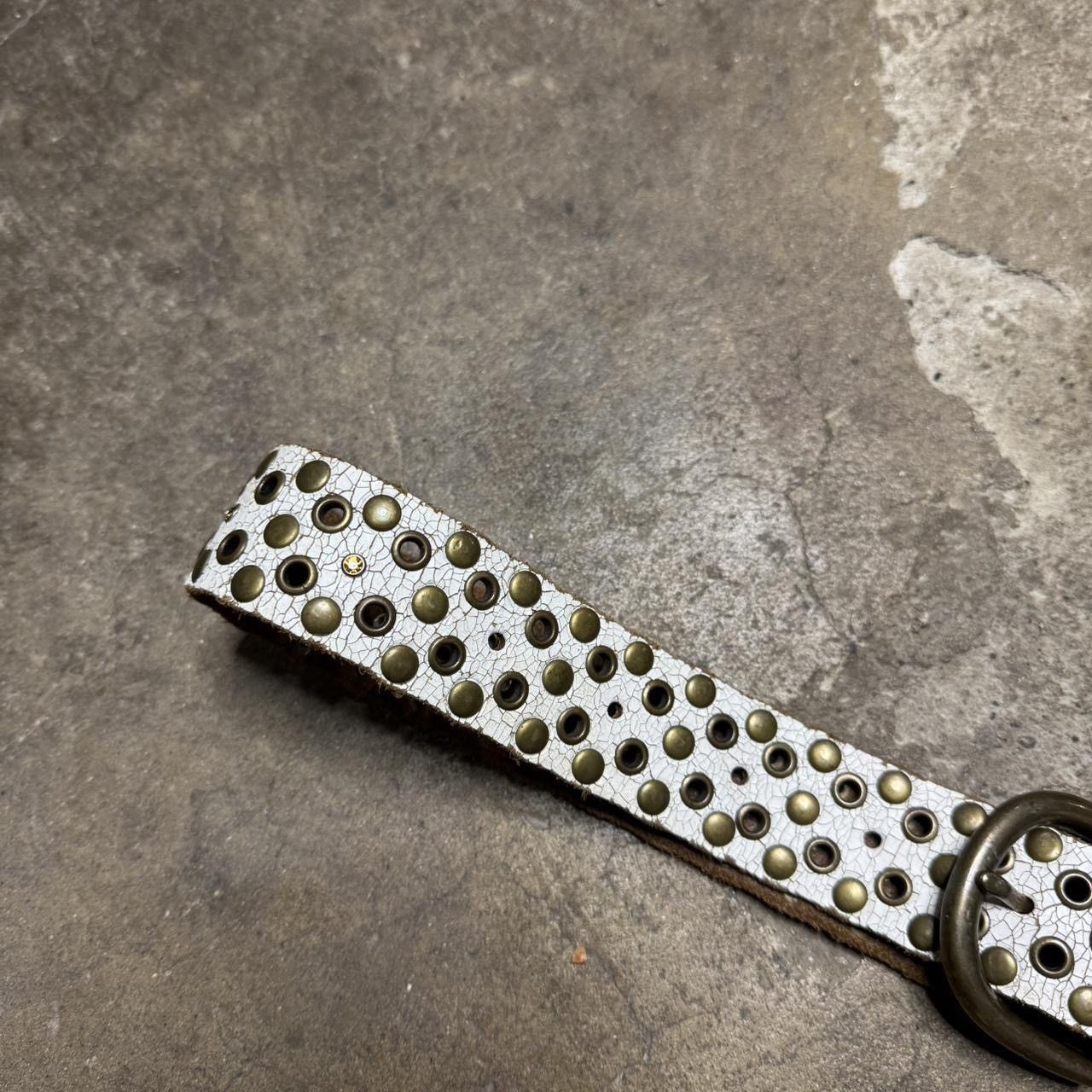 Designer × Vintage Hand Made Grunge Studded Leather Belt Size 30 - 5 Thumbnail