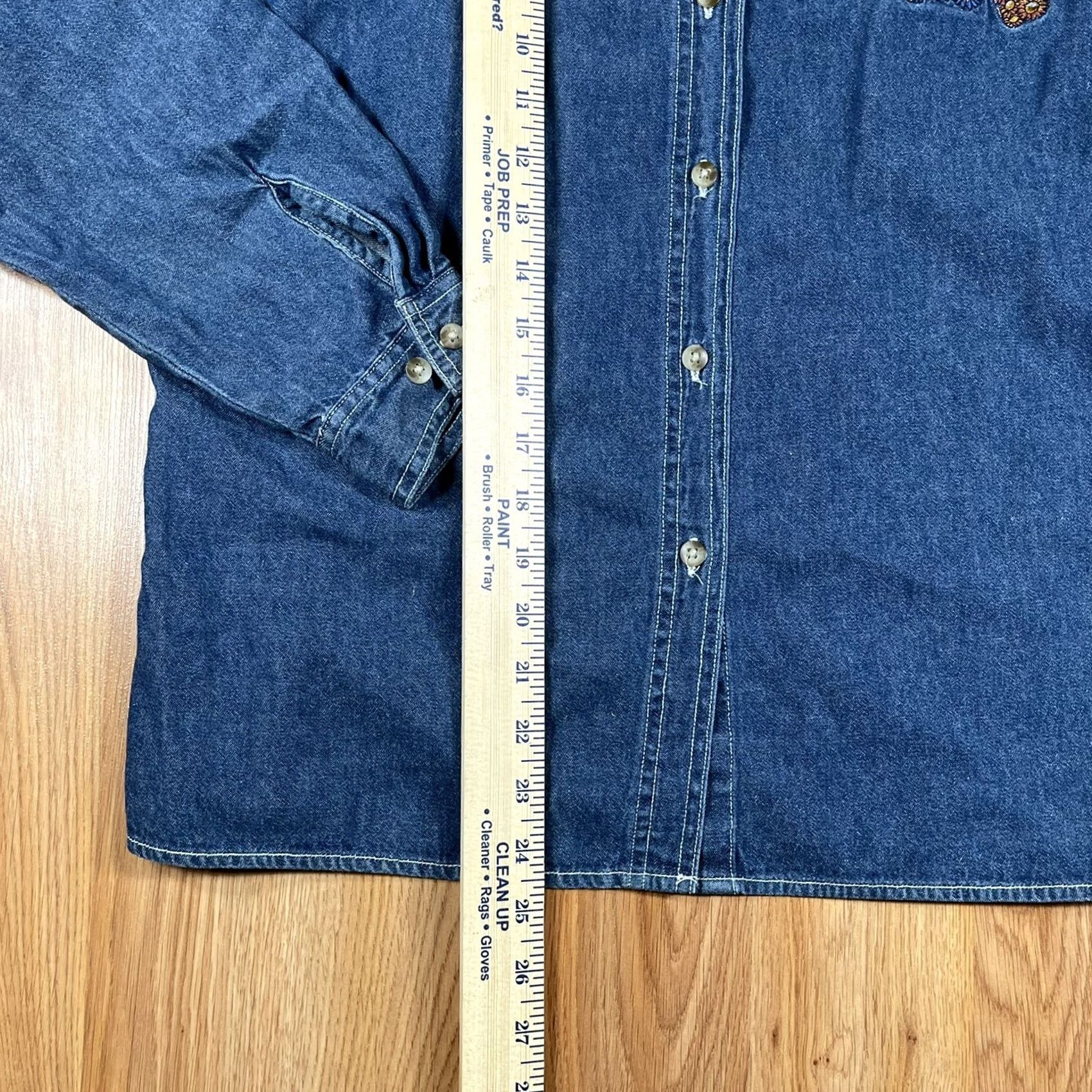 Denime Cabin Creek Womens Shirt Denim Button-Up Blue Long Sleeve Petite Size L Size L / US 10 / IT 46 - 4 Thumbnail