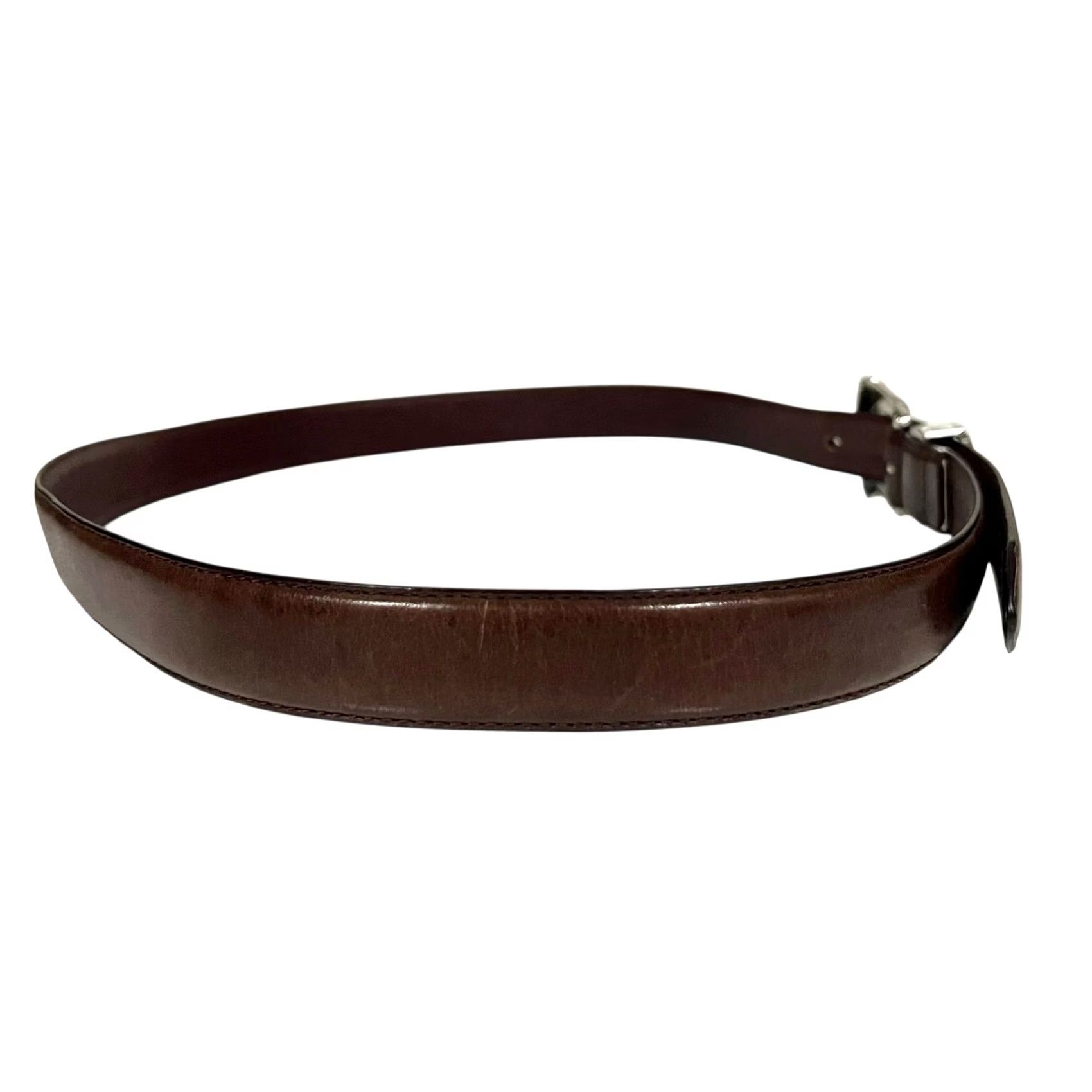 Fossil VINTAGE Fossil Leather Belt Women Brown Gold Silver Toned Buckle 90s Western Size ONE SIZE - 4 Thumbnail
