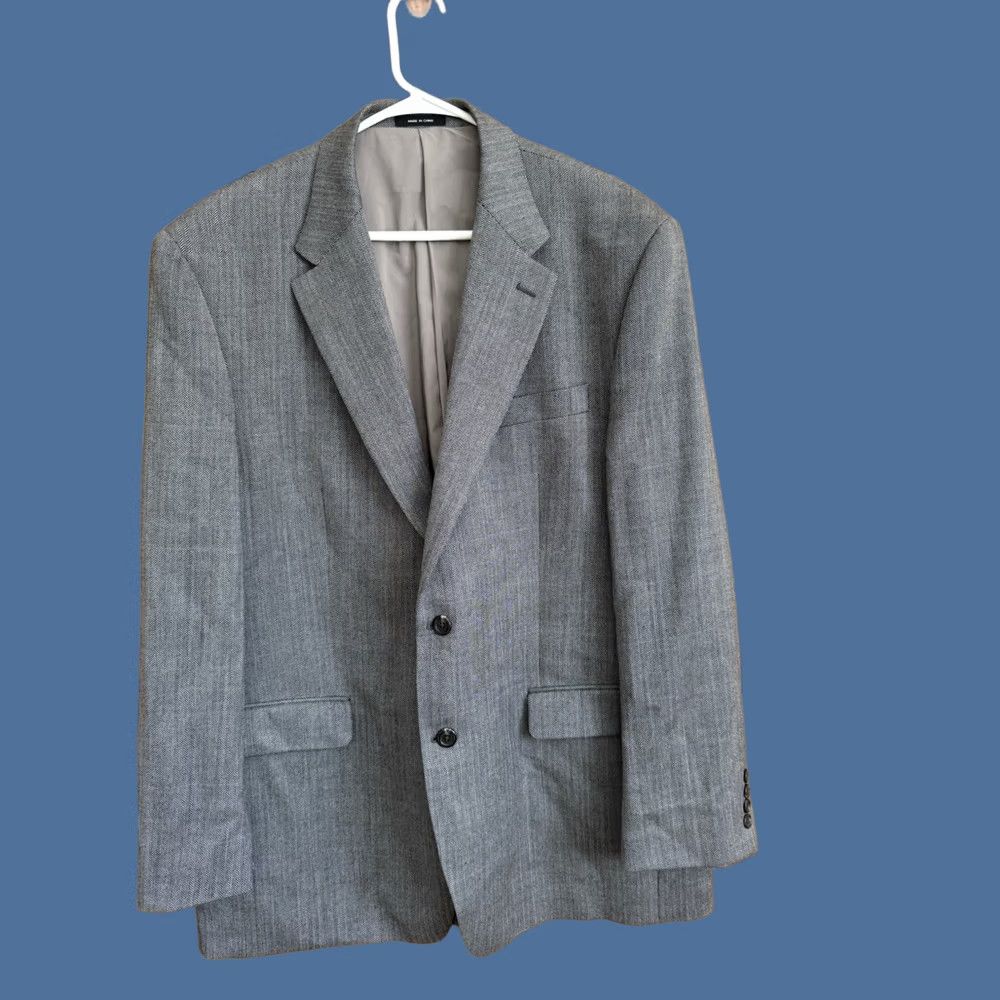 Ralph Lauren LAUREN RALPH LAUREN Blazer Mens 46L Wool Tweed Herringbone Notch Lapel 2-Button Single-Breasted Brown Tan Vintage? No Size 46R - 1 Thumbnail