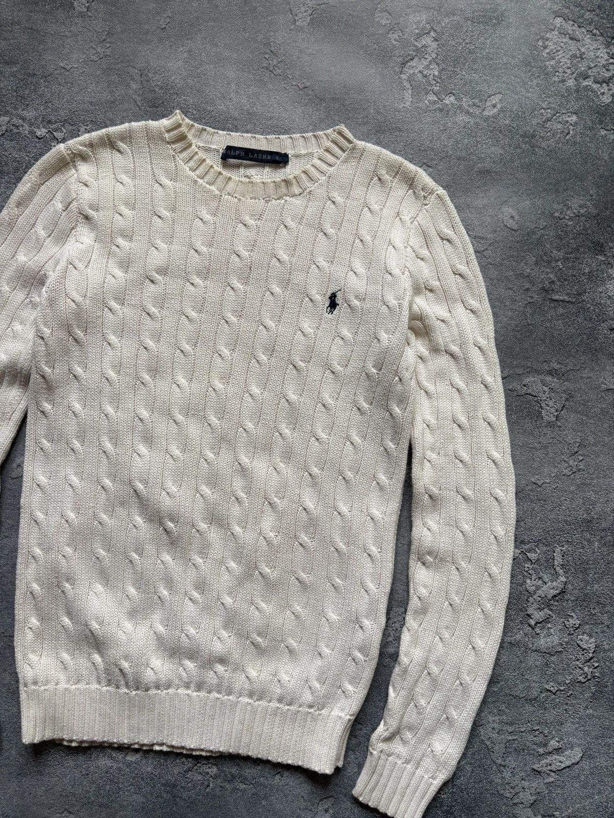 Polo Ralph Lauren Vintage Polo Ralph Lauren Luxury White Cable Knit Sweater Size S / US 4 / IT 40 - 4 Thumbnail