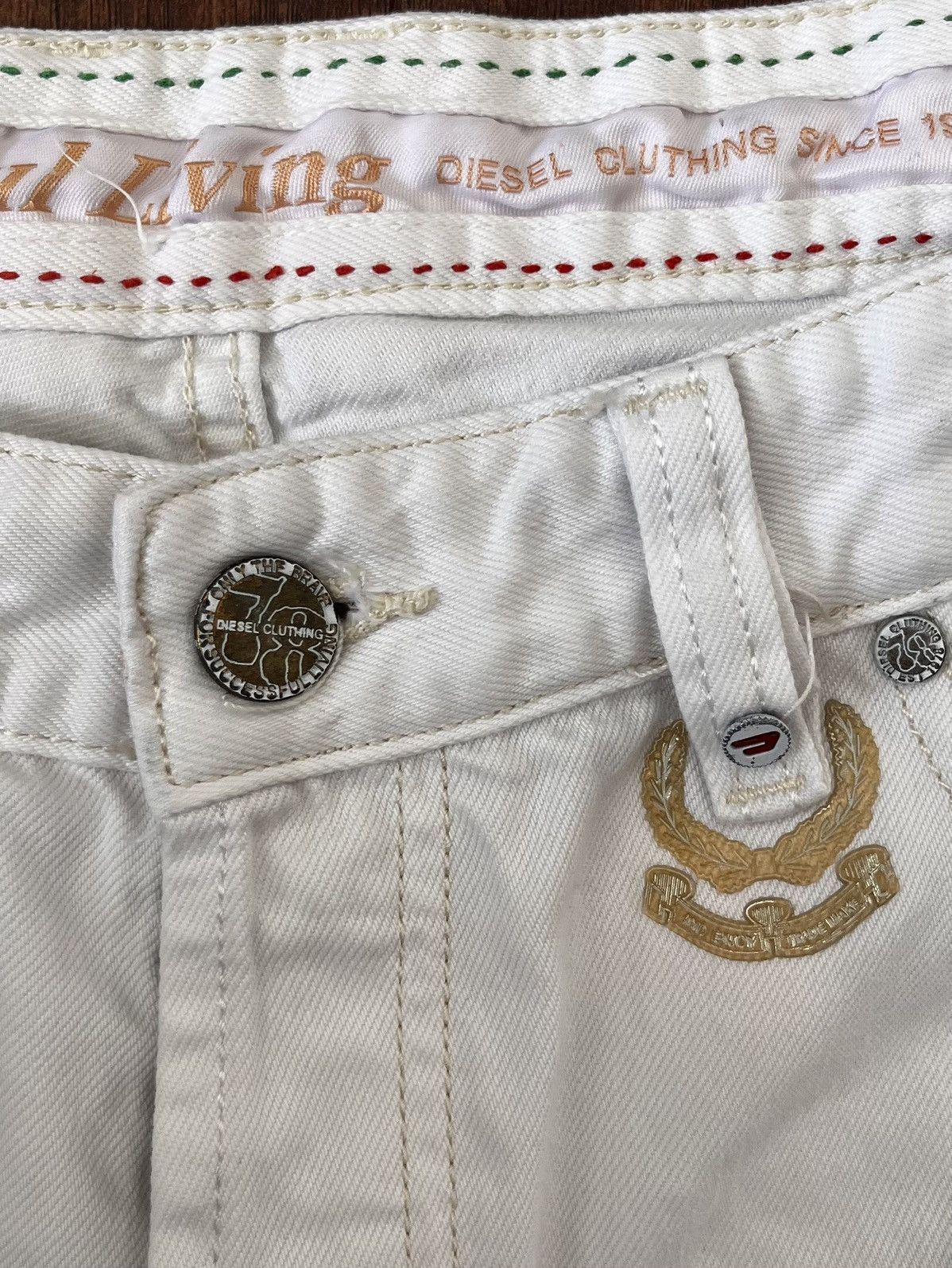Designer × Diesel × Vintage RARE vintage white diesel straight leg denim jeans Size US 34 / EU 50 - 6 Thumbnail