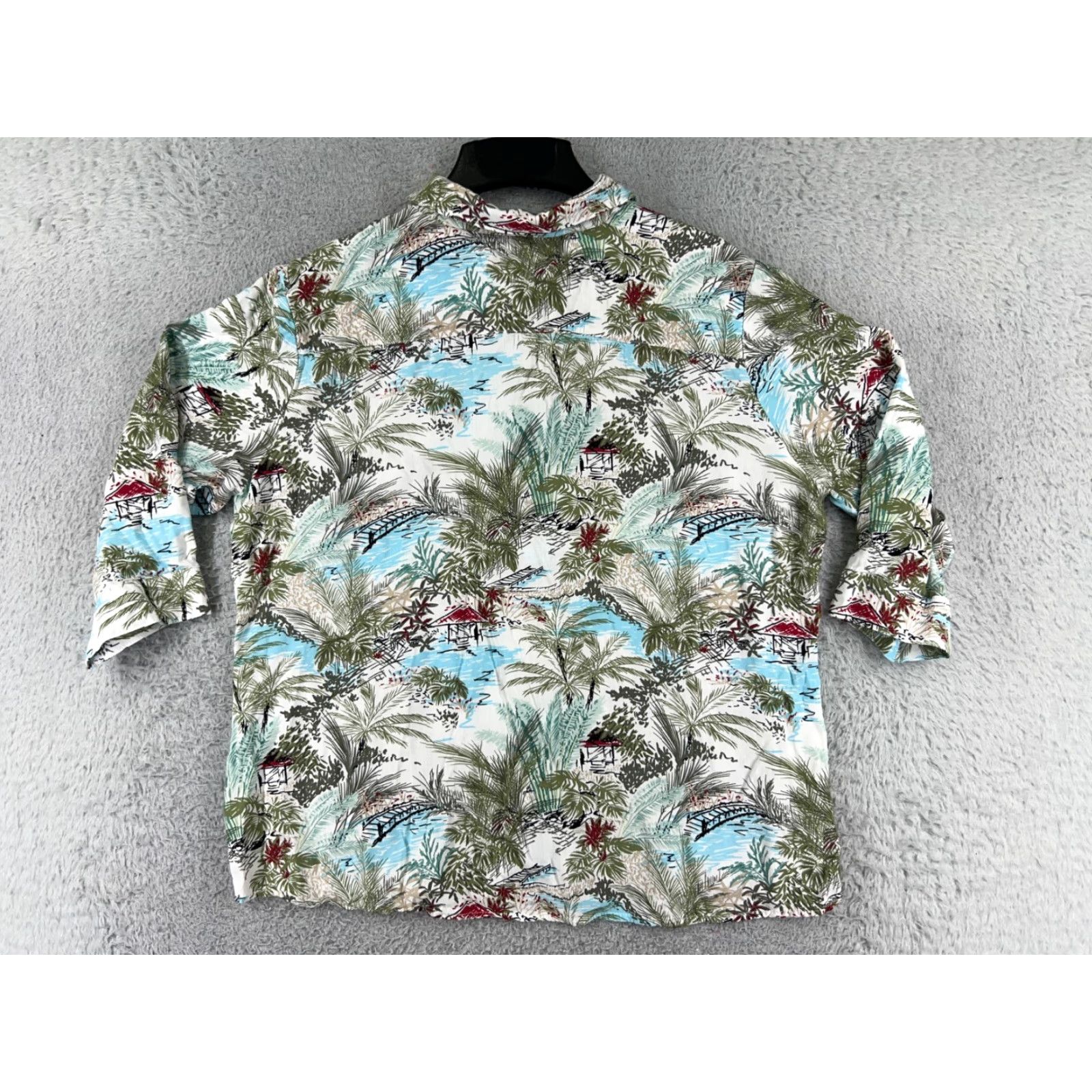 Vintage Allison Daley Shirt Womens Large Green Blue Palm Hut Beach Print 100% Rayon Shirt Womens Large Green Palm Beach 80s 90s Classic Outdoor Mens Women Size L / US 10 / IT 46 - 2 Thumbnail
