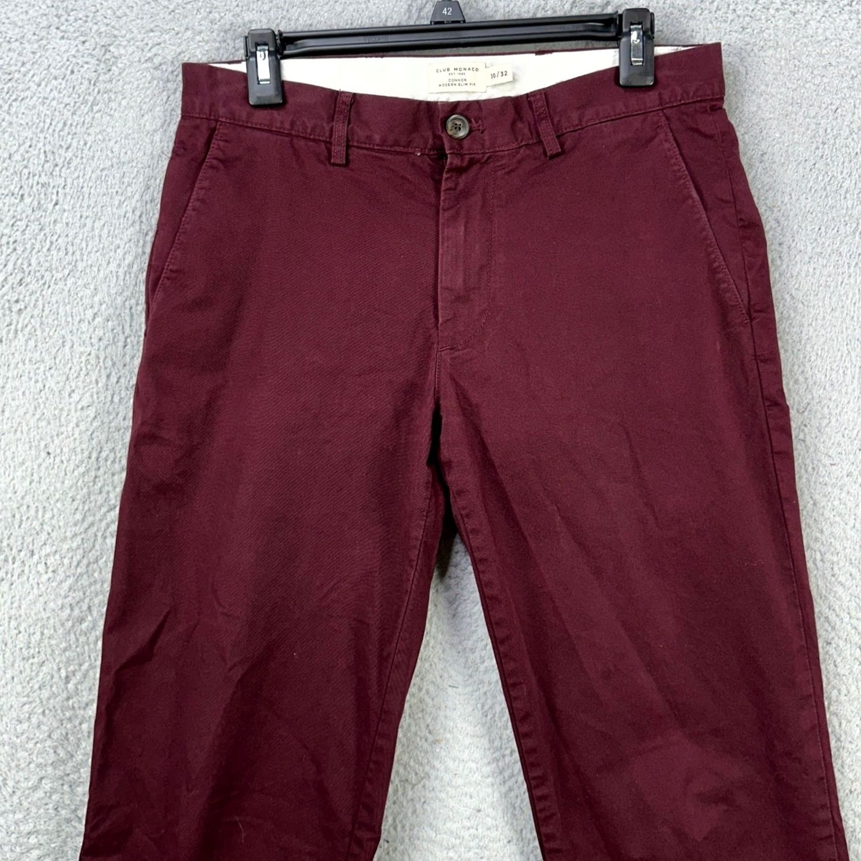 Club Monaco VINTAGE Club Monaco Khaki Pants Mens 30X32 Slim Straight Stretch Casual Maroon - Pants - Men Size US 30 / EU 46 - 2 Thumbnail
