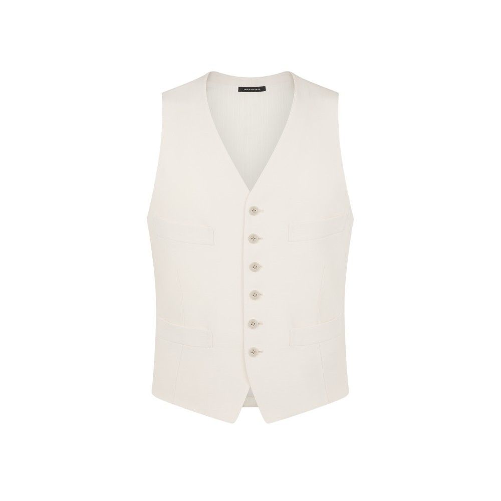 Tom Ford o1loc1c0226 WFPR01 Wool Silk Waistcoat in White Size US L / EU 52-54 / 3 - 1 Thumbnail