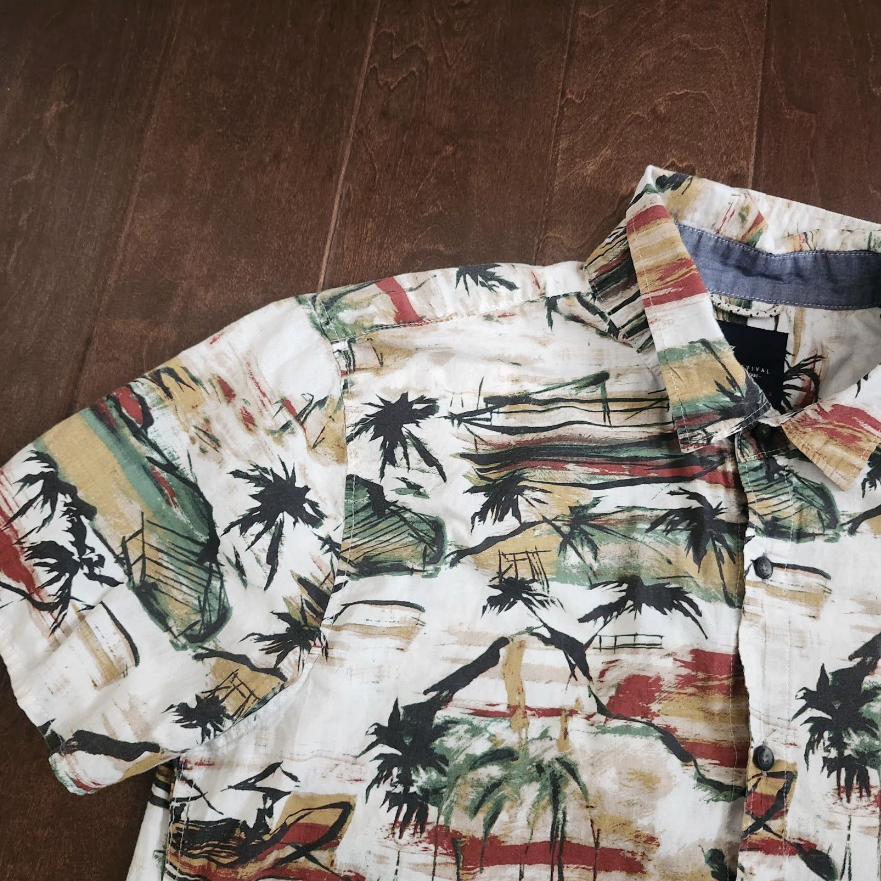 Roark Roark Revival Mens XL Button-Up Short Sleeve Shirt Tropical Palm Print Multicolor Cotton Regular Handcrafted? Size US XL / EU 56 / 4 - 4 Thumbnail