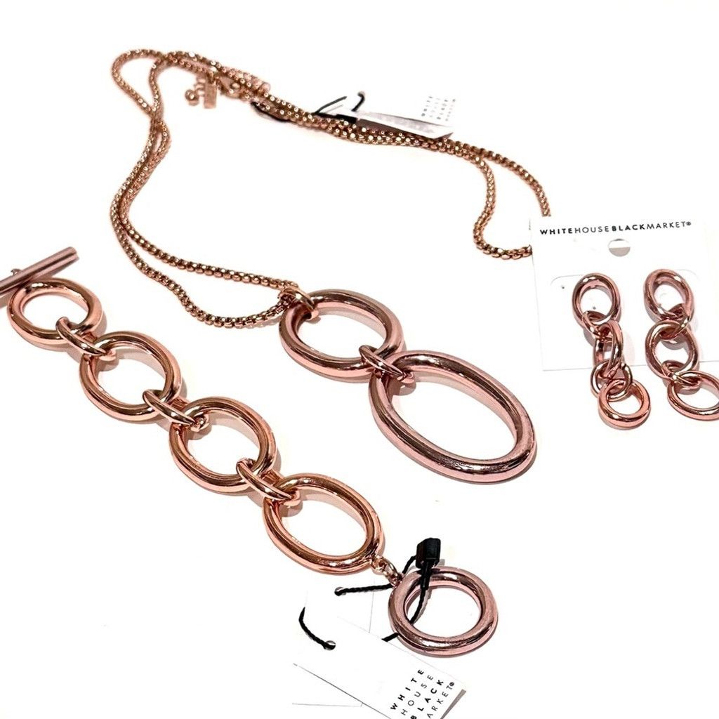 White House Black Market WHBM Rose Gold Oval Link Toggle Bracelet NWT Size ONE SIZE - 4 Thumbnail