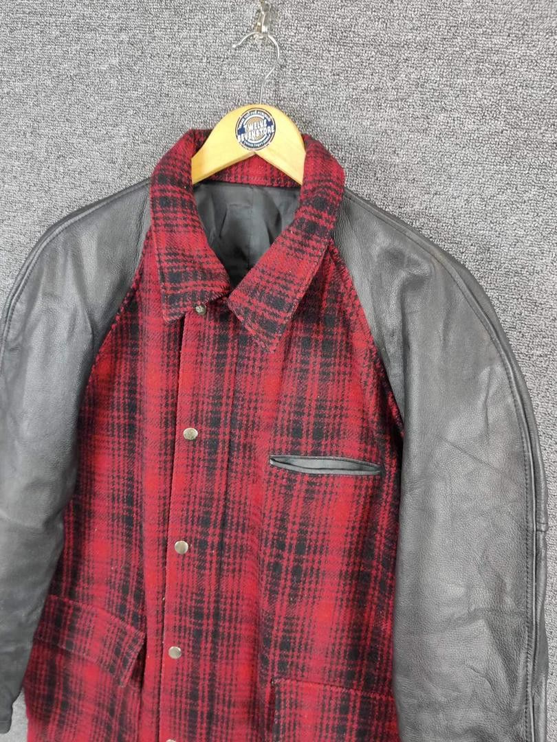 Y's for Men Vintage Y's For Men Yohji Yamamoto Plaid Wool Leather Jacket Size US XL / EU 56 / 4 - 6 Thumbnail