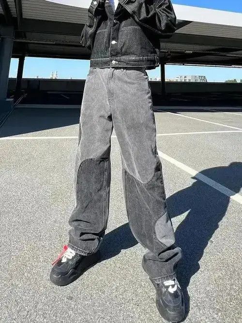 VIBE Y2K buggy jeans trousers retro straight patchwork style Size US 32 / EU 48 - 1 Thumbnail