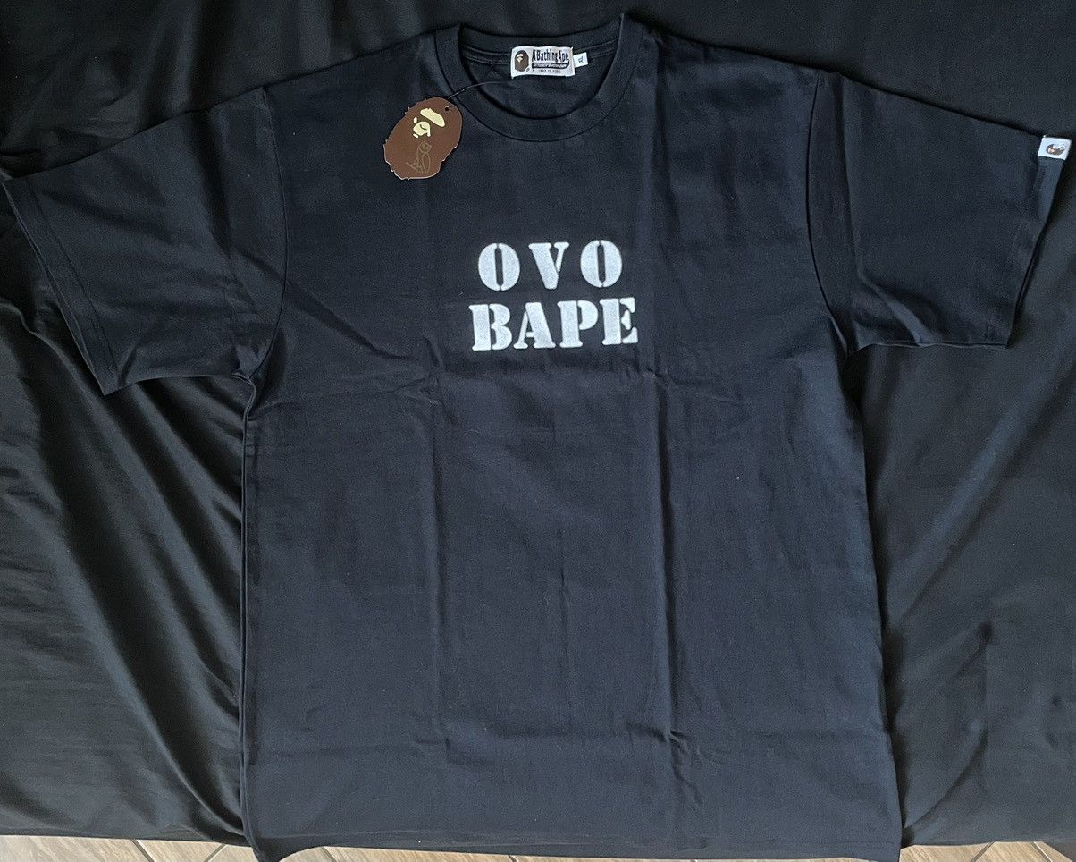 image of Bape X Ovo Stencil Logo Tee in Black, Men's (Size XL)