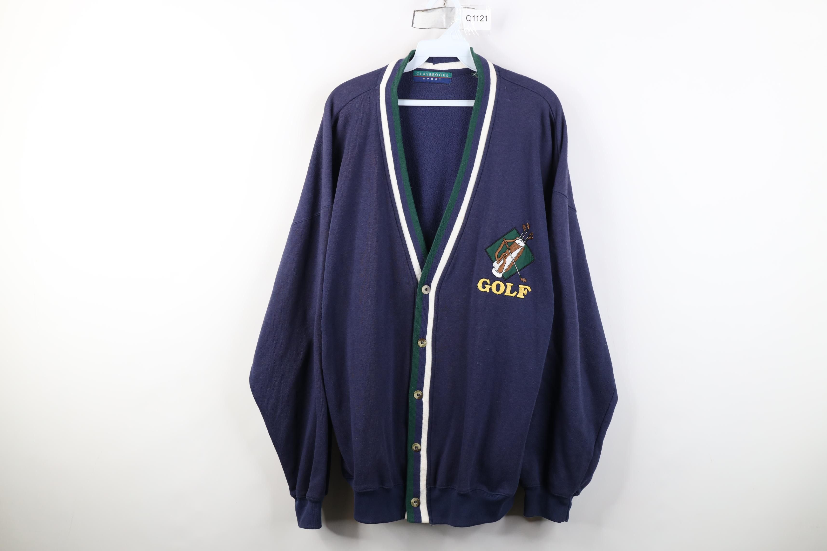 Vintage Vintage 90s Streetwear Golf Golfing Cardigan Sweatshirt Blue Size US XL / EU 56 / 4 - 1 Thumbnail