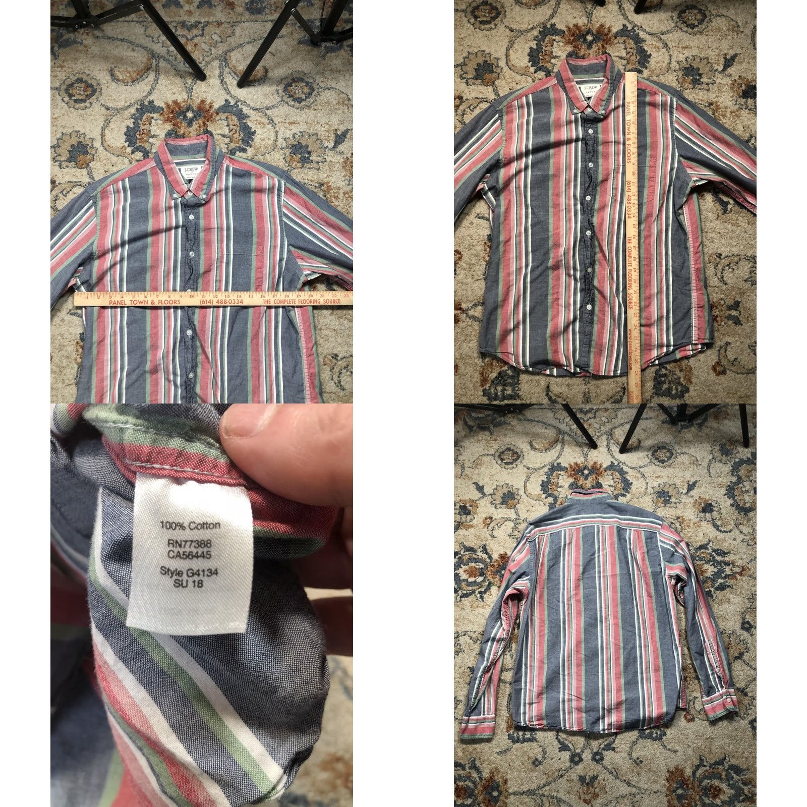 J.Crew J. Crew Madras Shirt Mens L Red Blue Striped Button-Down Long Sleeve G4134 Size US L / EU 52-54 / 3 - 8 Thumbnail