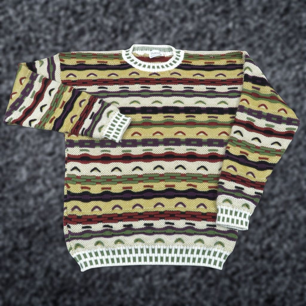 Vintage VTG Protege Sweater Mens Medium Coogi Style Made in USA 3D Textured Pullover 90s Size US M / EU 48-50 / 2 - 1 Thumbnail