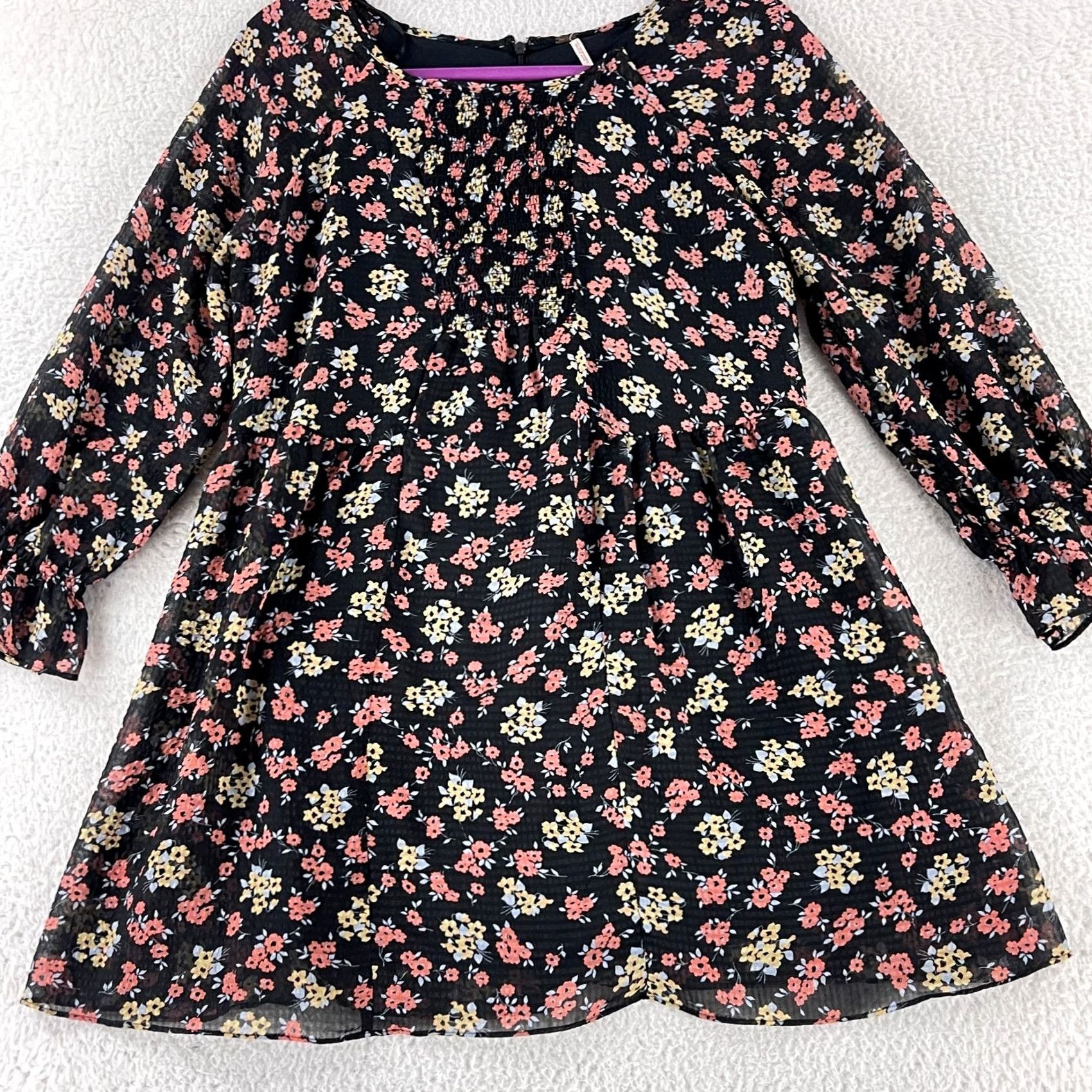 Free People Free People Molly Mini Dress Womens Size 4 Black Floral Long Sleeve Boho Crepe Regular Size S / US 4 / IT 40 - 5 Thumbnail