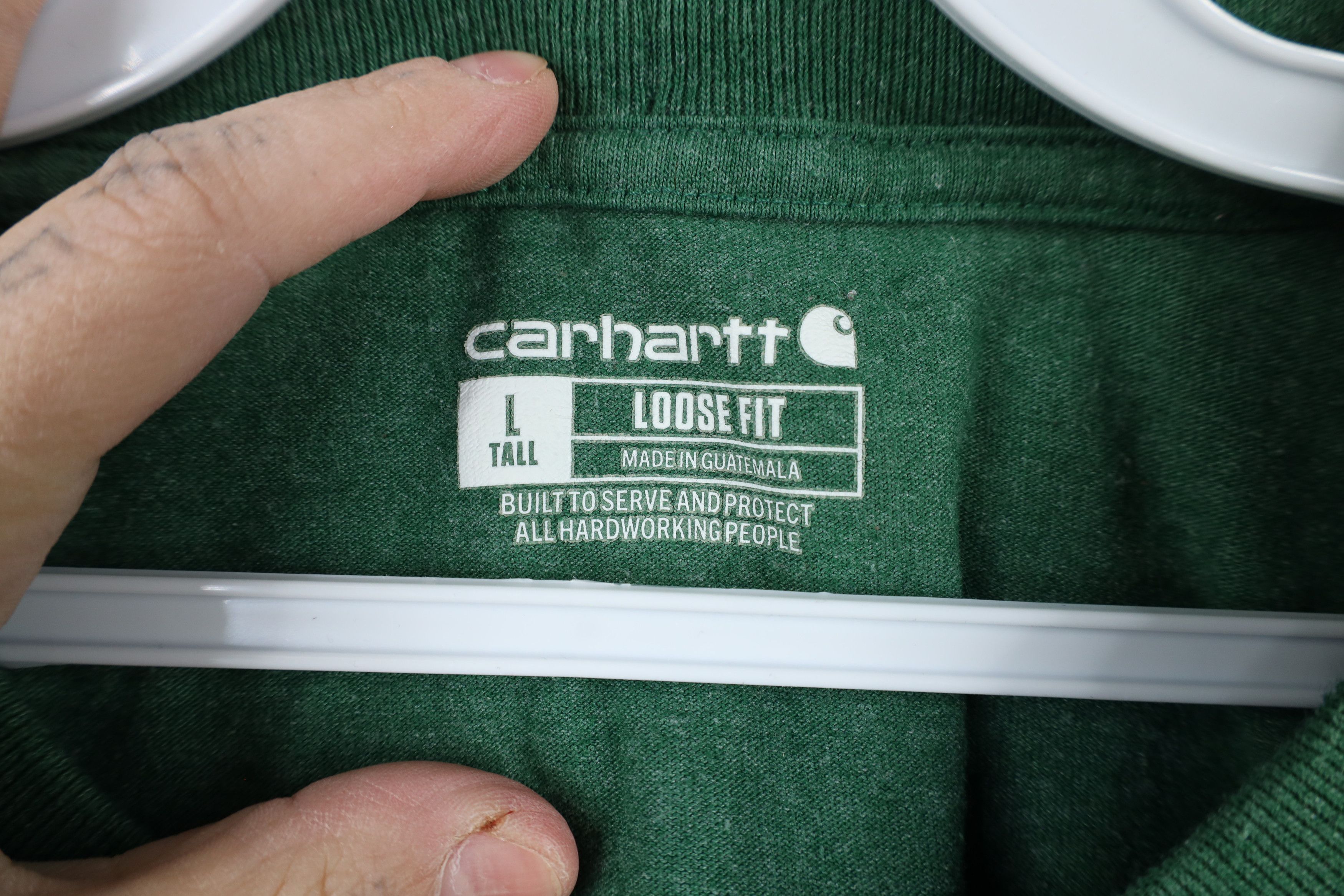 Carhartt × Vintage Vintage Y2K Carhartt Spell Out Pocket T-Shirt Heather Green Size US L / EU 52-54 / 3 - 8 Thumbnail