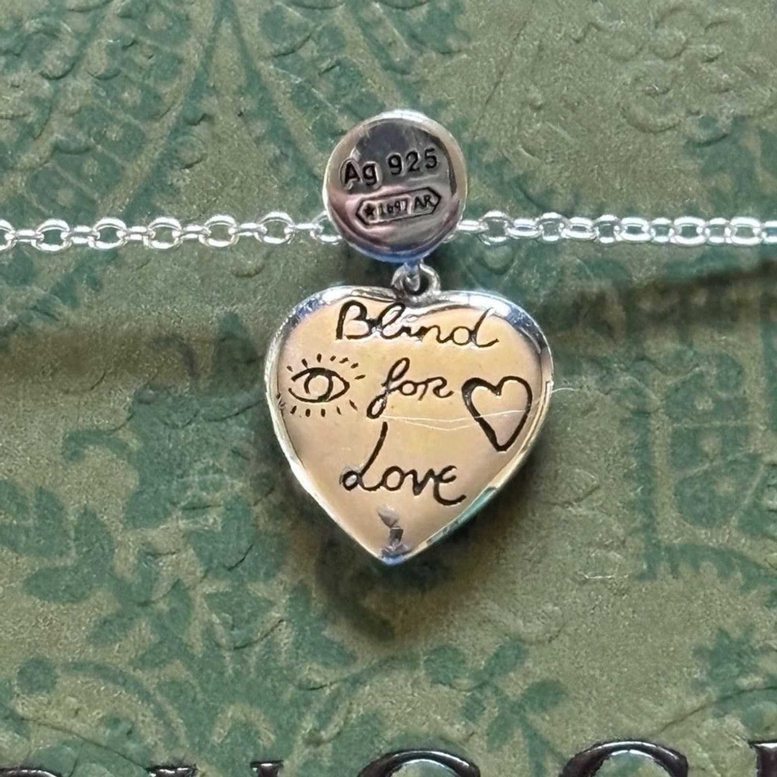 Gucci Gucci Sterling Silver Heart Necklace Pink Green Size ONE SIZE - 7 Thumbnail