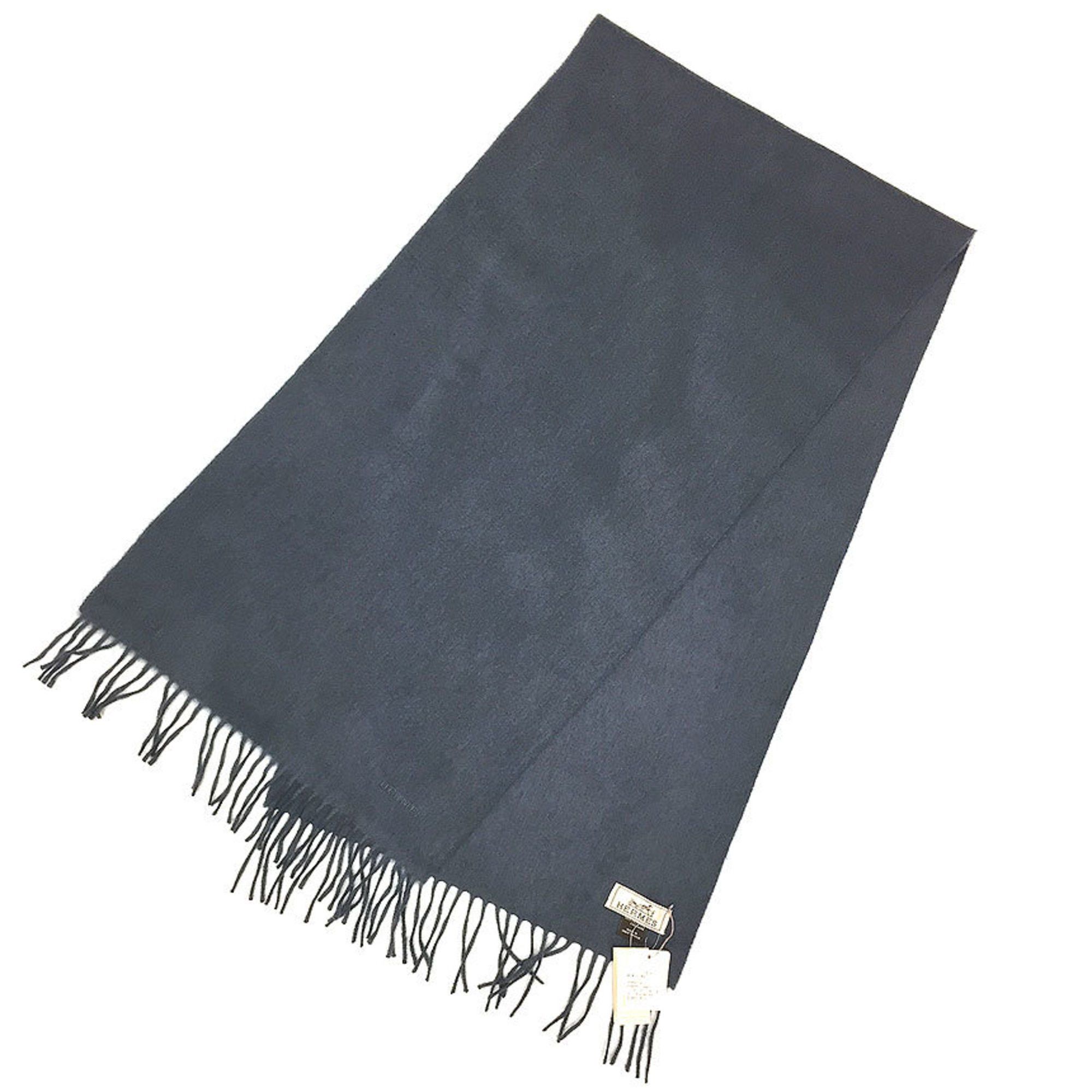 image of Hermes Muffler Echarpe Tissee 393622T-E2 100% Cashmere Ardoise Blue Gray Men's Women's Hermes Aq941