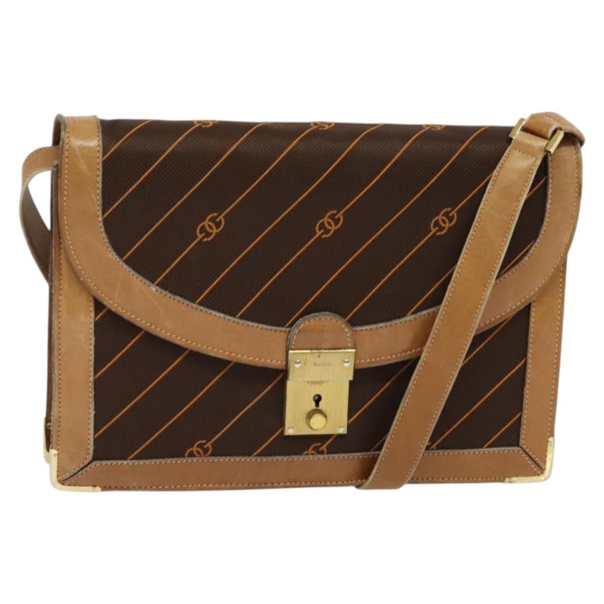 Gucci GUCCI Shoulder Bag Canvas Leather Brown Gold Size ONE SIZE - 1 Thumbnail