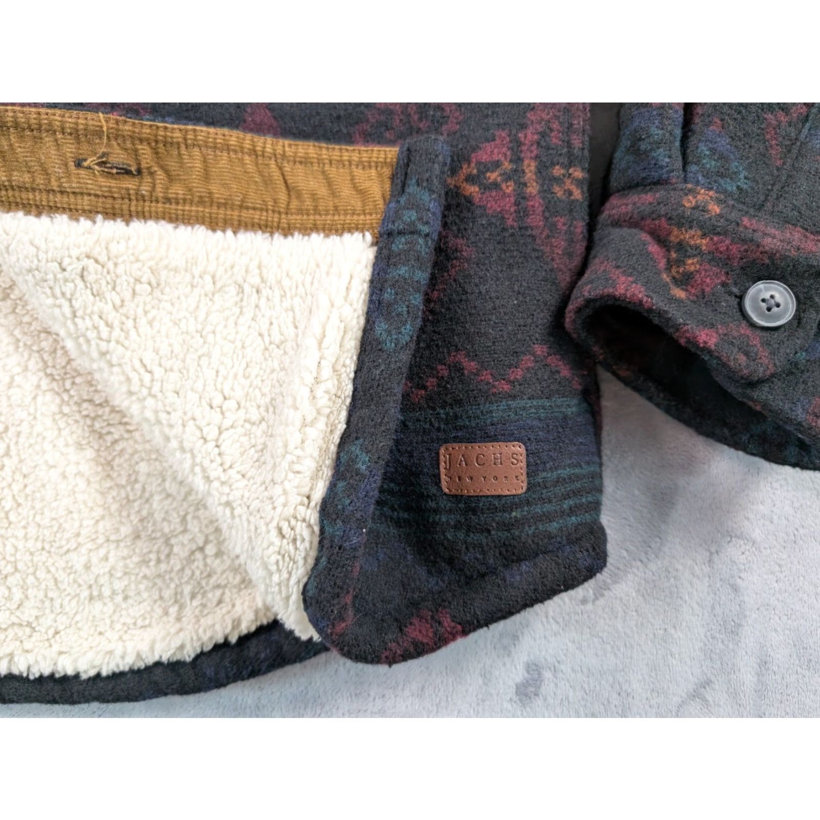 Vintage JACHS Jacket Mens L Wool Blend Aztec Sherpa Lined Fleece Warm Coat Black Geometric Southwestern Outdoor 90s Mens Size US L / EU 52-54 / 3 - 4 Thumbnail