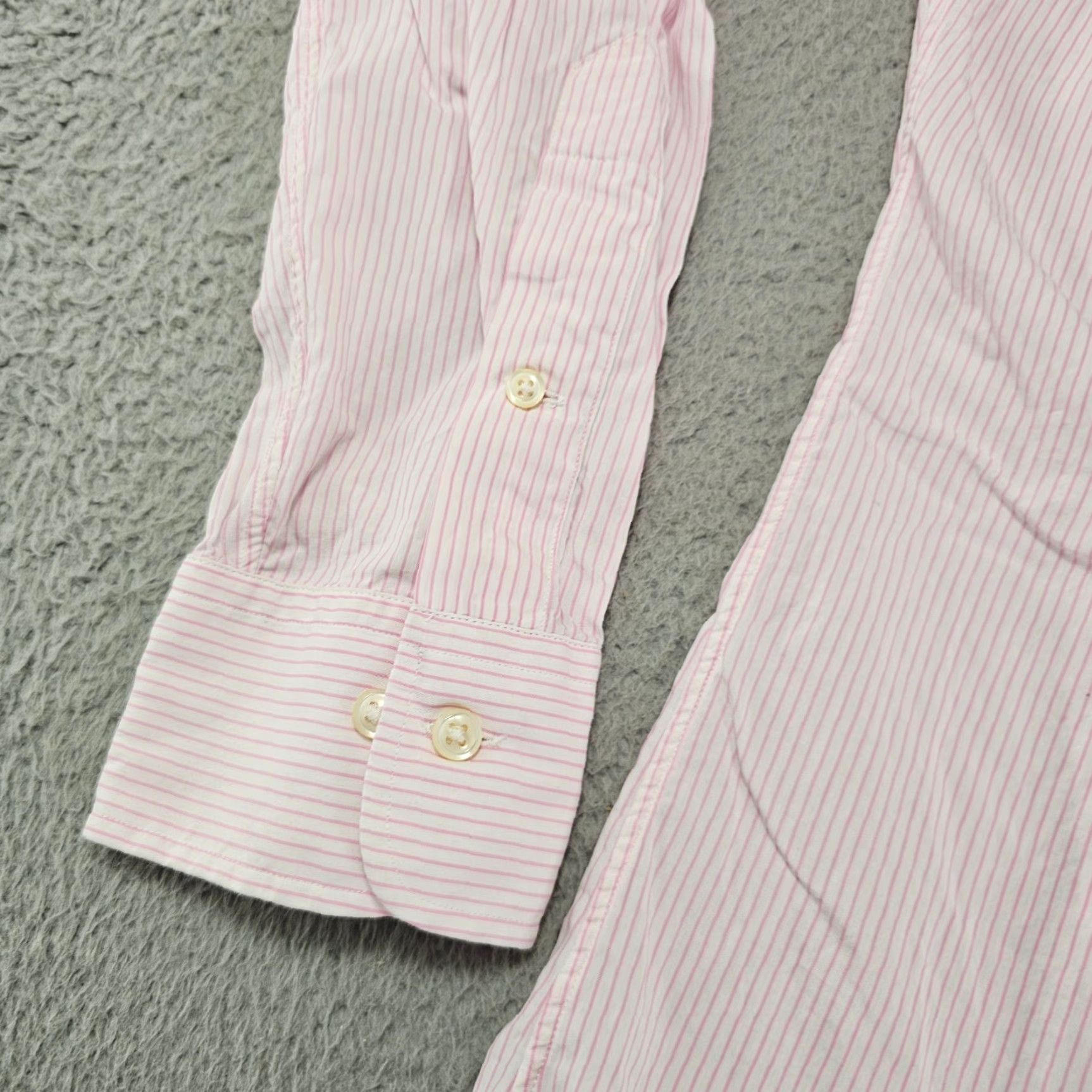 Polo Ralph Lauren Polo Ralph Lauren Dress Shirt Mens 15.5 32/33 Pink Slim Pinstriped Cotton Pony Shirt Men's Slim Pink Pinstripe Button-Up Vintage? Size 42R - 6 Thumbnail