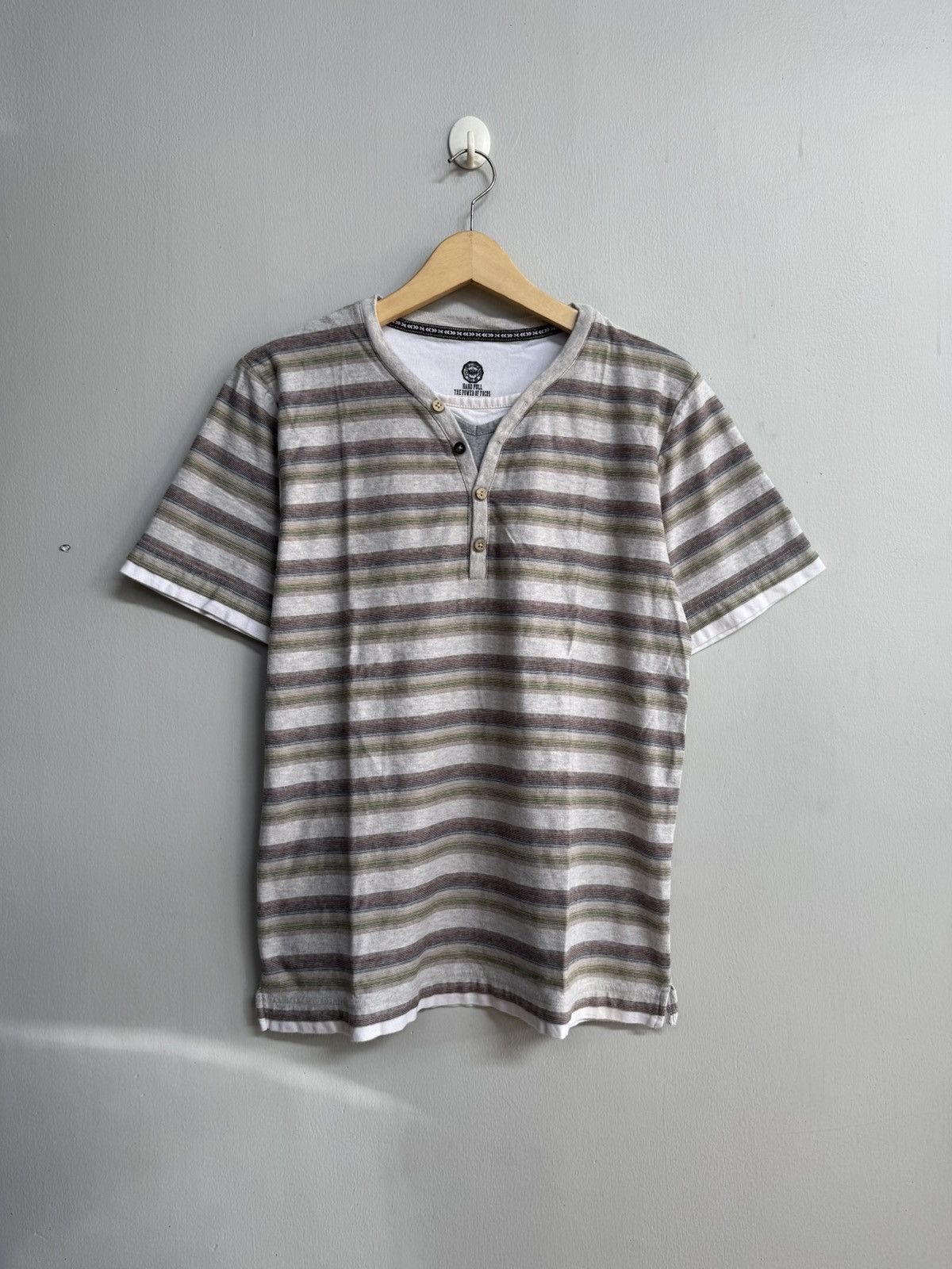 Japanese Brand DOUBLE LAYER STRIPED BY HARD PULL T SHIRT Size US M / EU 48-50 / 2 - 1 Thumbnail