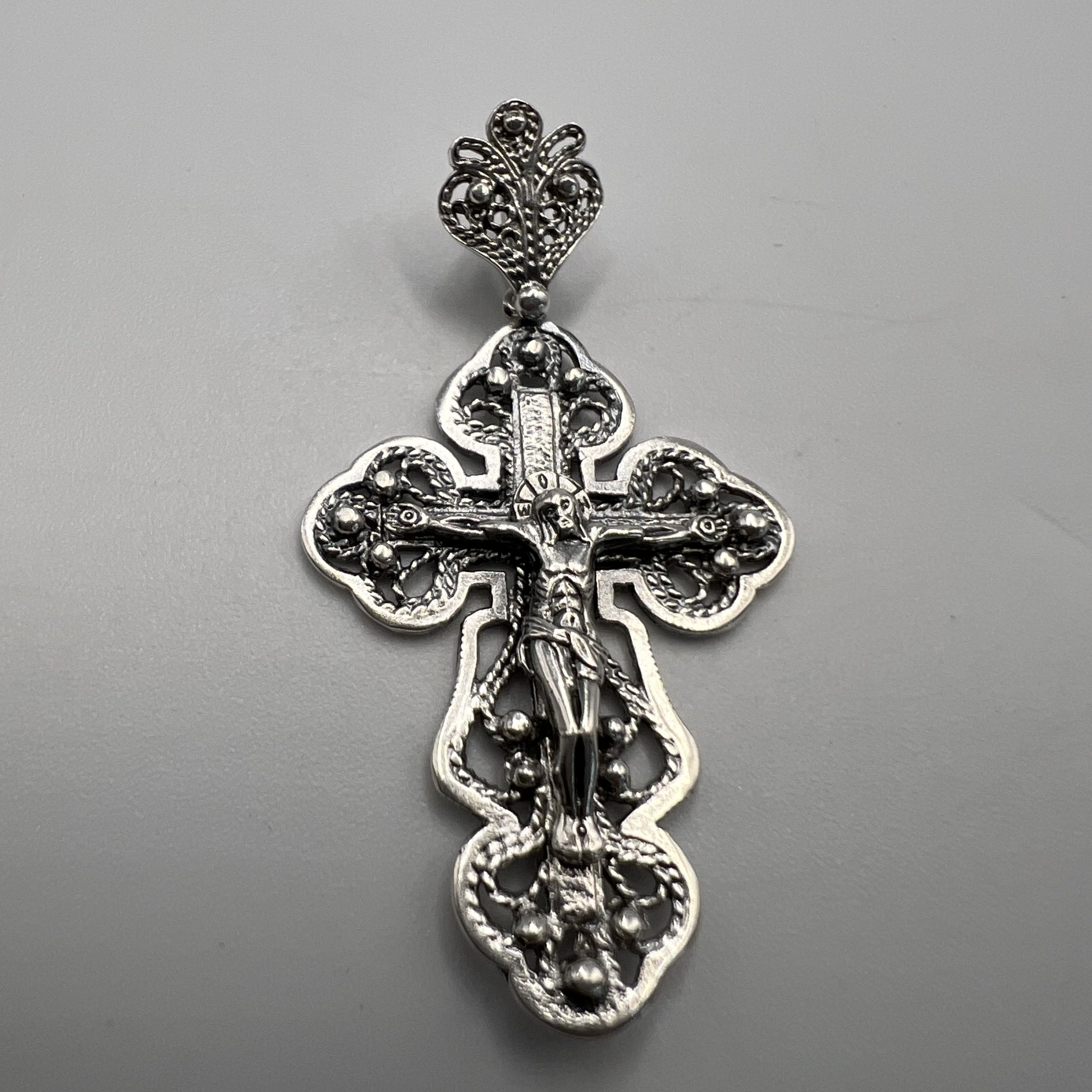 Vintage Cross Pendant Icon Sterling Silver 925 Jewelry 4g