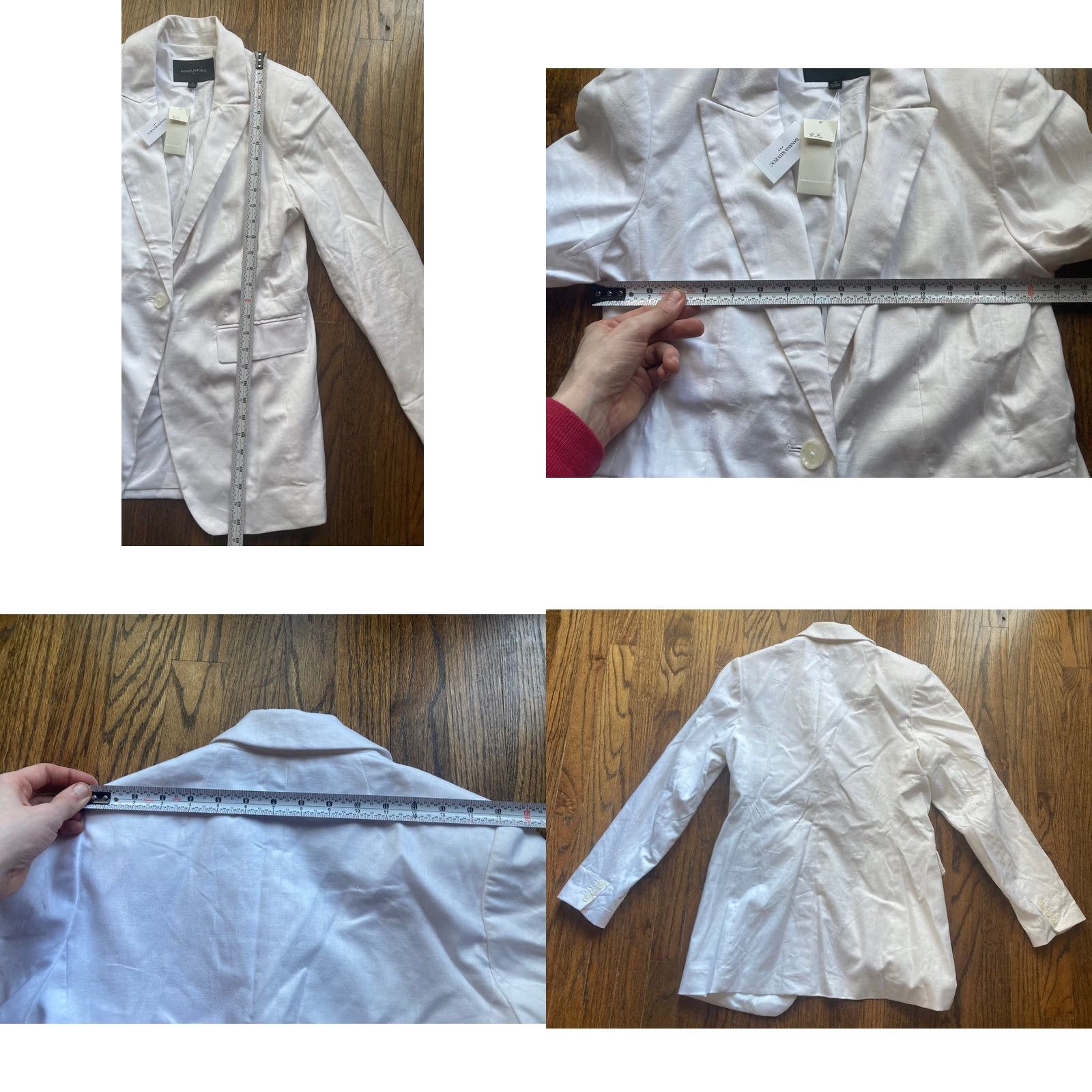 Banana Republic Banana Republic Blazer Womens Size 4 White Linen Blend Long And Lean NWT Size S / US 4 / IT 40 - 8 Thumbnail