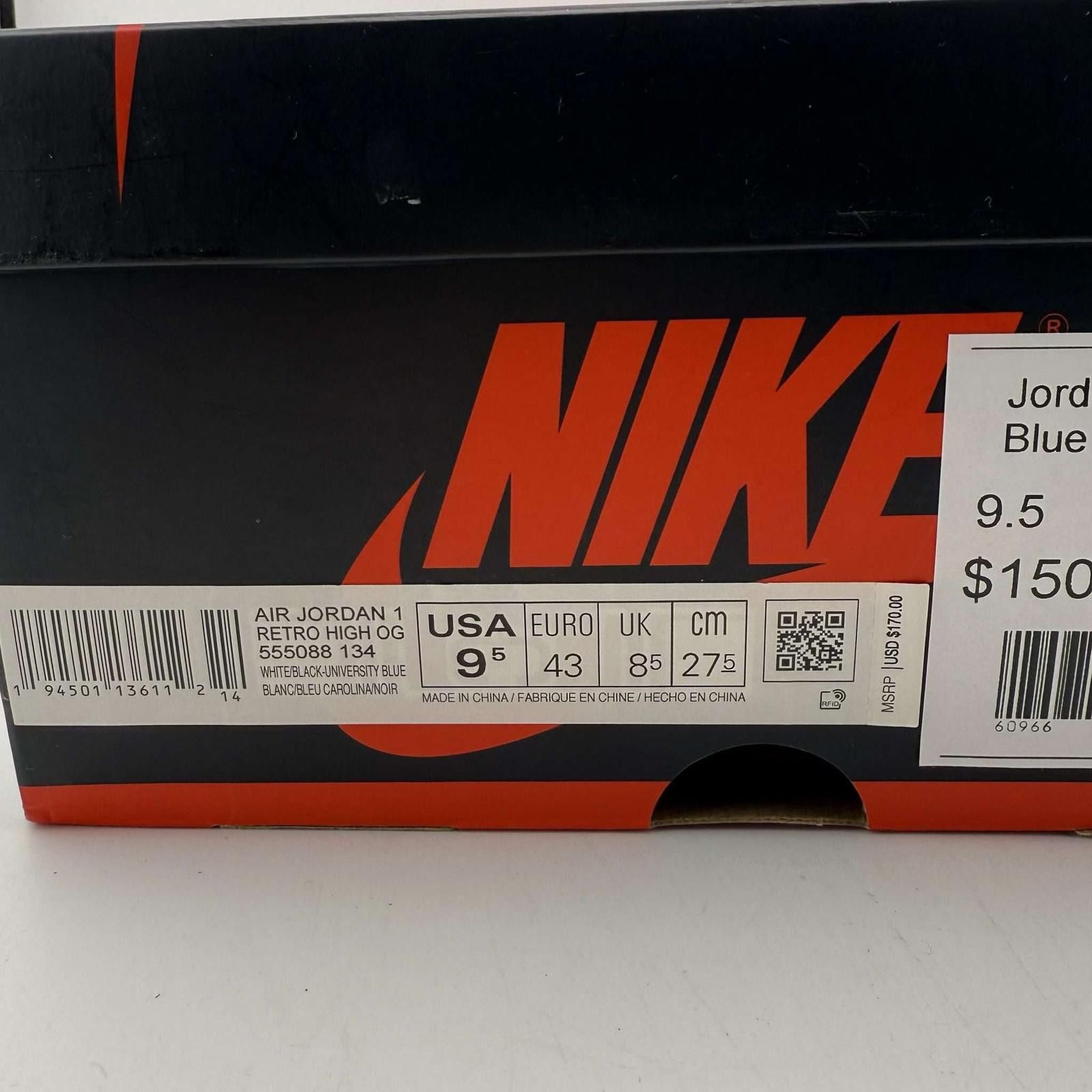 Nike og box Air Jordan 1 Retro High OG University Blue 9.5 Used Size US 9.5 / EU 42-43 - 10 Thumbnail