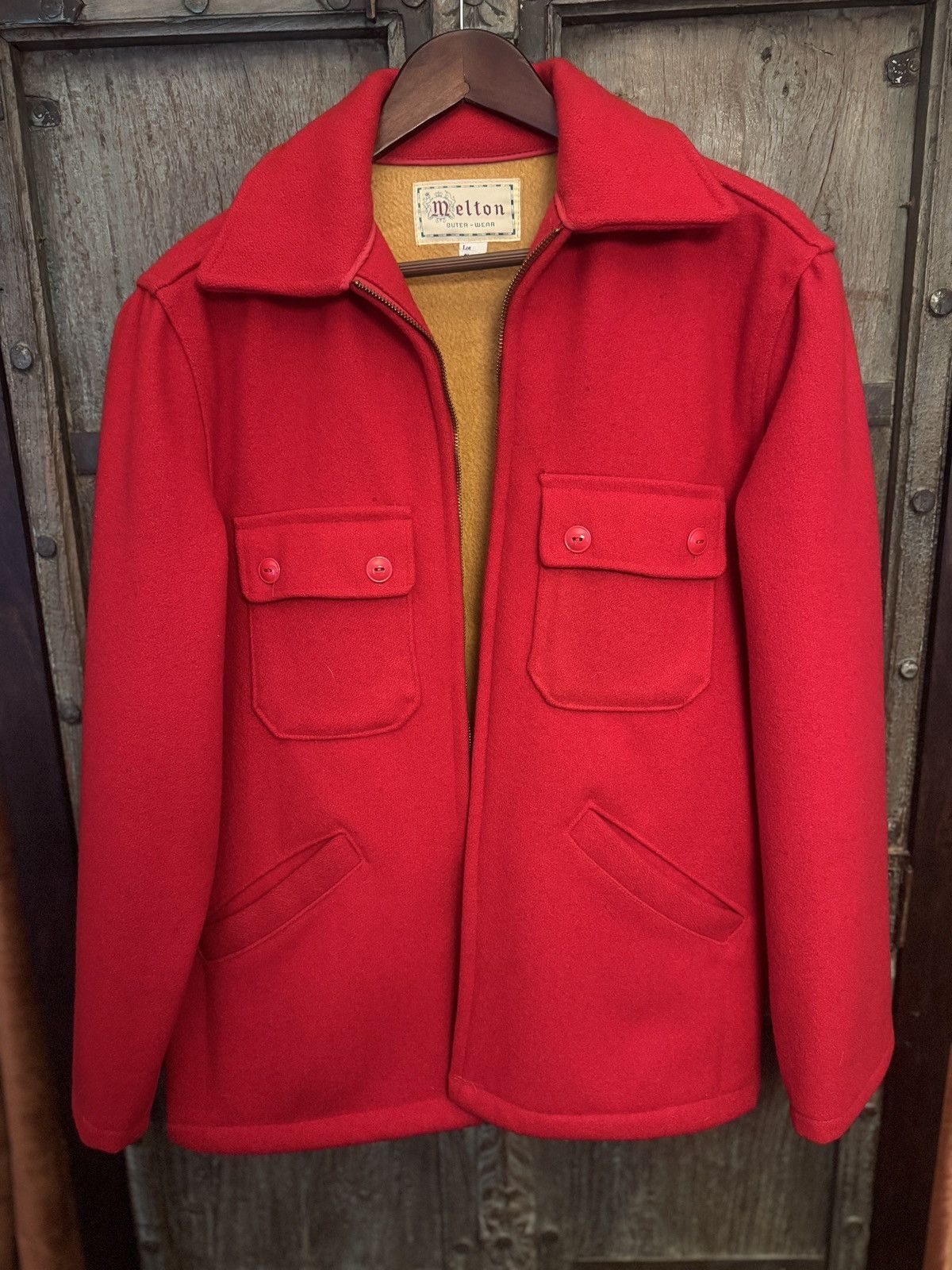Other Vintage 60/70s Melton Red Wool Jacket with Gloves Size US L / EU 52-54 / 3 - 2 Thumbnail