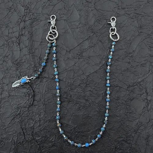 Jewelry Blue Beaded Wallet Chain Chain, Belt Chain, Pants Chain Size ONE SIZE - 5 Thumbnail