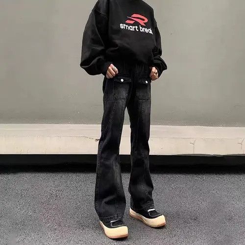 Japanese Brand Takako x Emiko Washed Black Distressed Loose Hip Hop Jeans Size US 34 / EU 50 - 2 Thumbnail