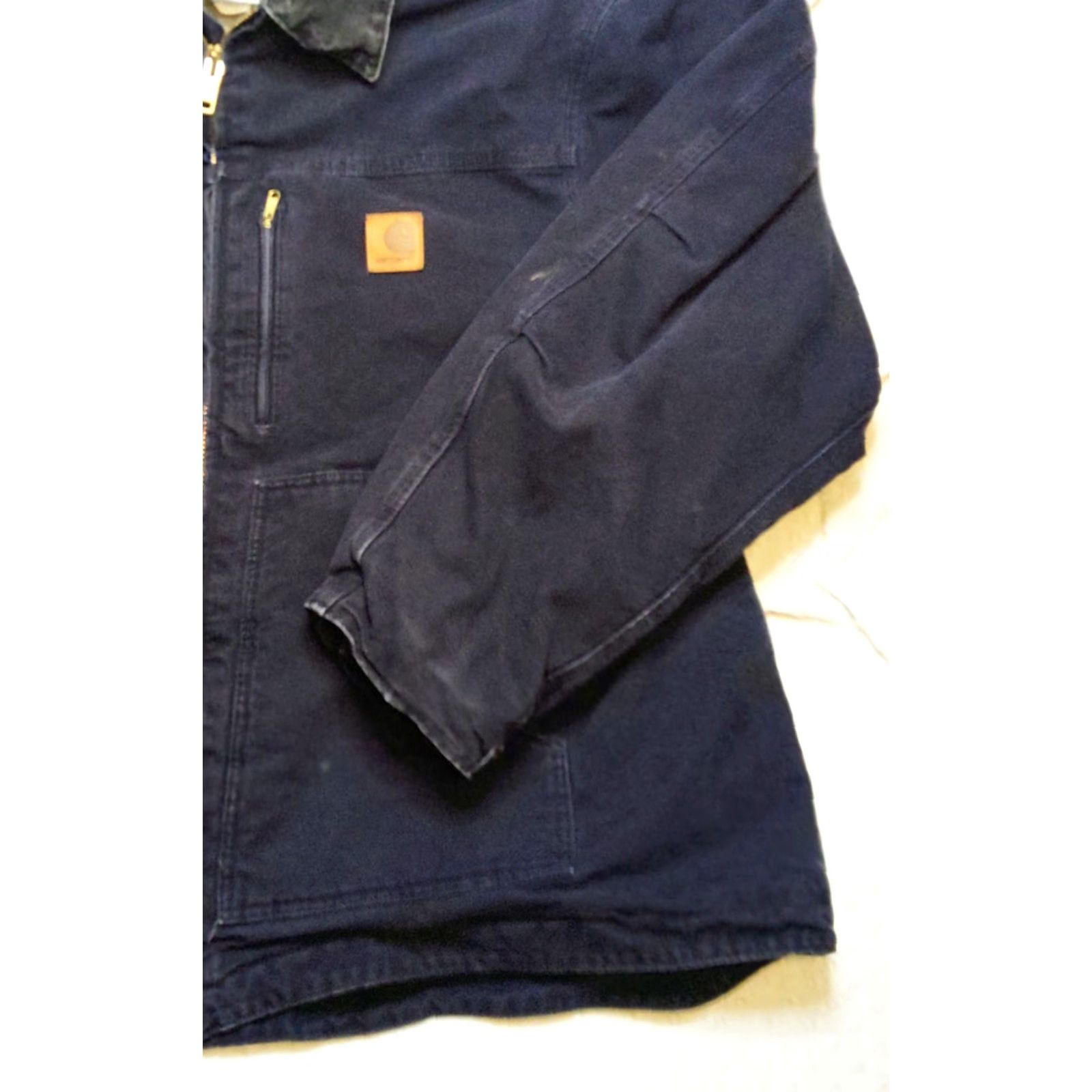 Carhartt VTG Carhartt Ridge Coat Sandstone Lined Navy Blue 3XL Jacket C61 MDT Winter Workwear Mens Size US XXL / EU 58 / 5 - 2 Thumbnail
