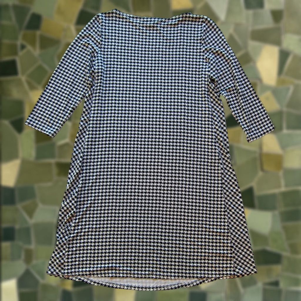 J. Jill J.Jill Wearever Black White Plaid Jersey Stretch 3/4 Sleeve Tunic Shift Dress PS Size S / US 4 / IT 40 - 1 Thumbnail