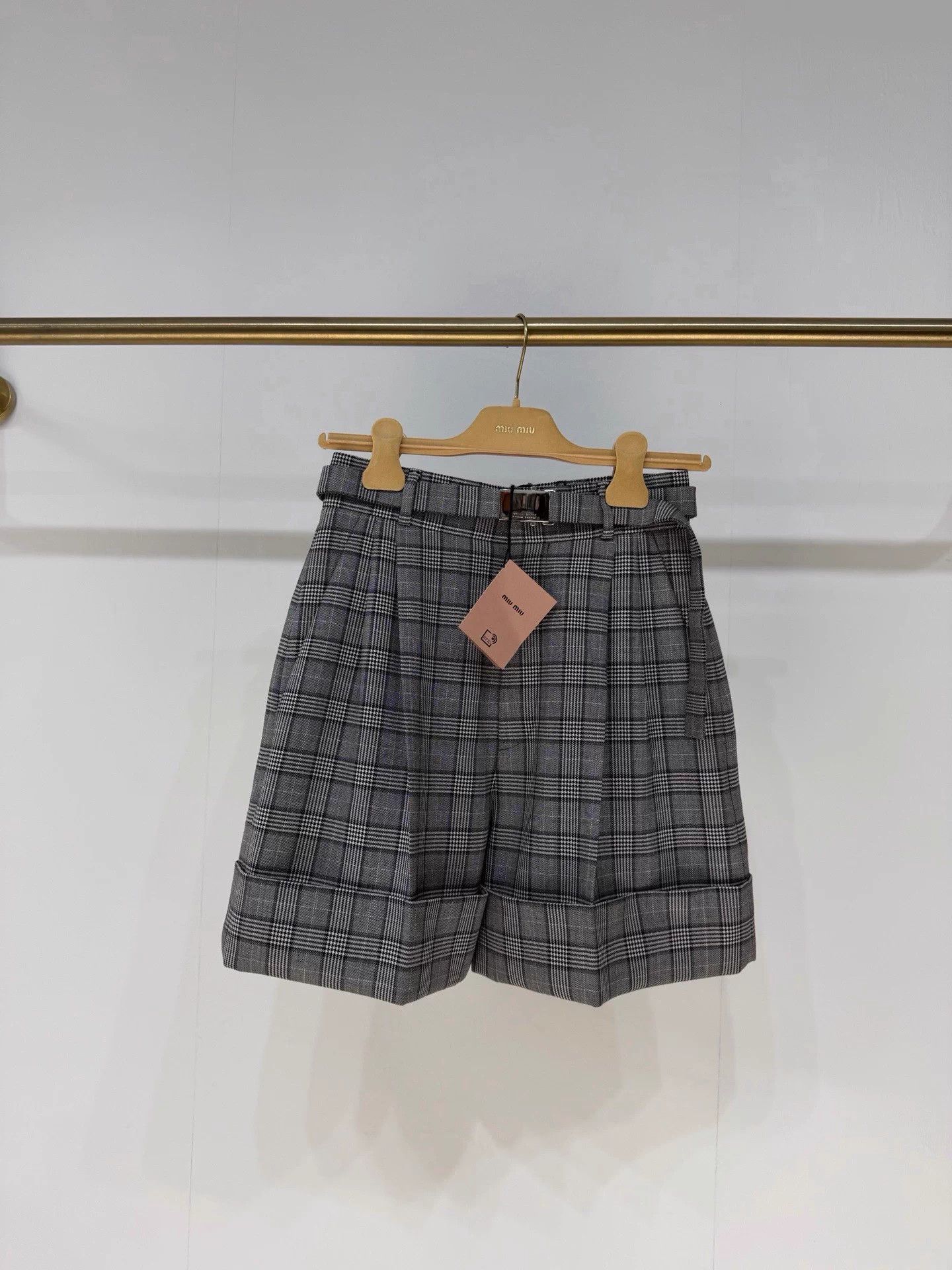 Miu Miu MIU MIU Houndstooth Logo Shorts 38 Size 27" / US 4 / IT 40 - 5 Thumbnail