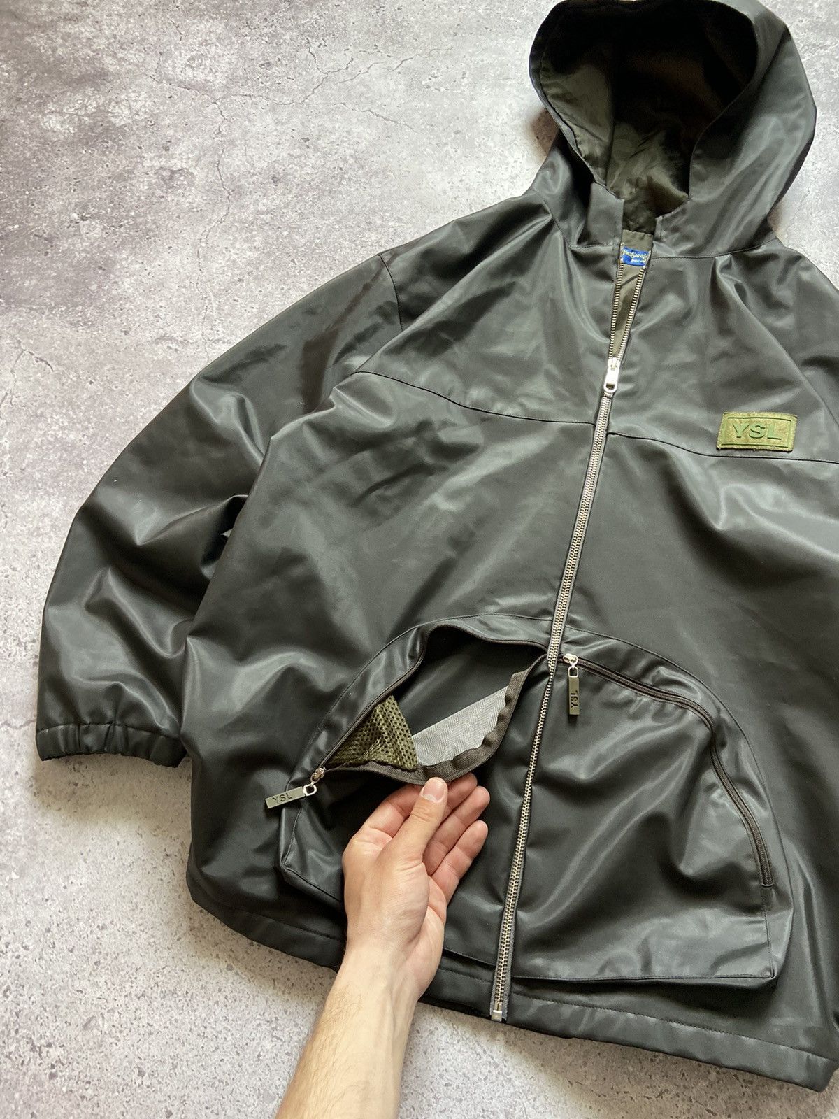 Yves Saint Laurent Vintage Rain YSL Jacket Hooded Size US XXS / EU 40 - 5 Thumbnail