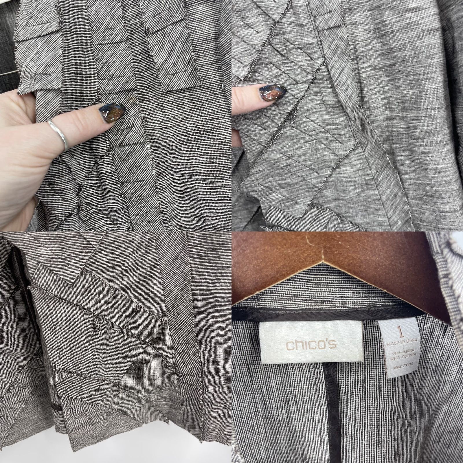 Vintage Chico's Women's Linen Blazer Jacket Small Brown Casual Business Travel Spring Summer Fall Winter Relaxed Fit Size S / US 4 / IT 40 - 8 Thumbnail