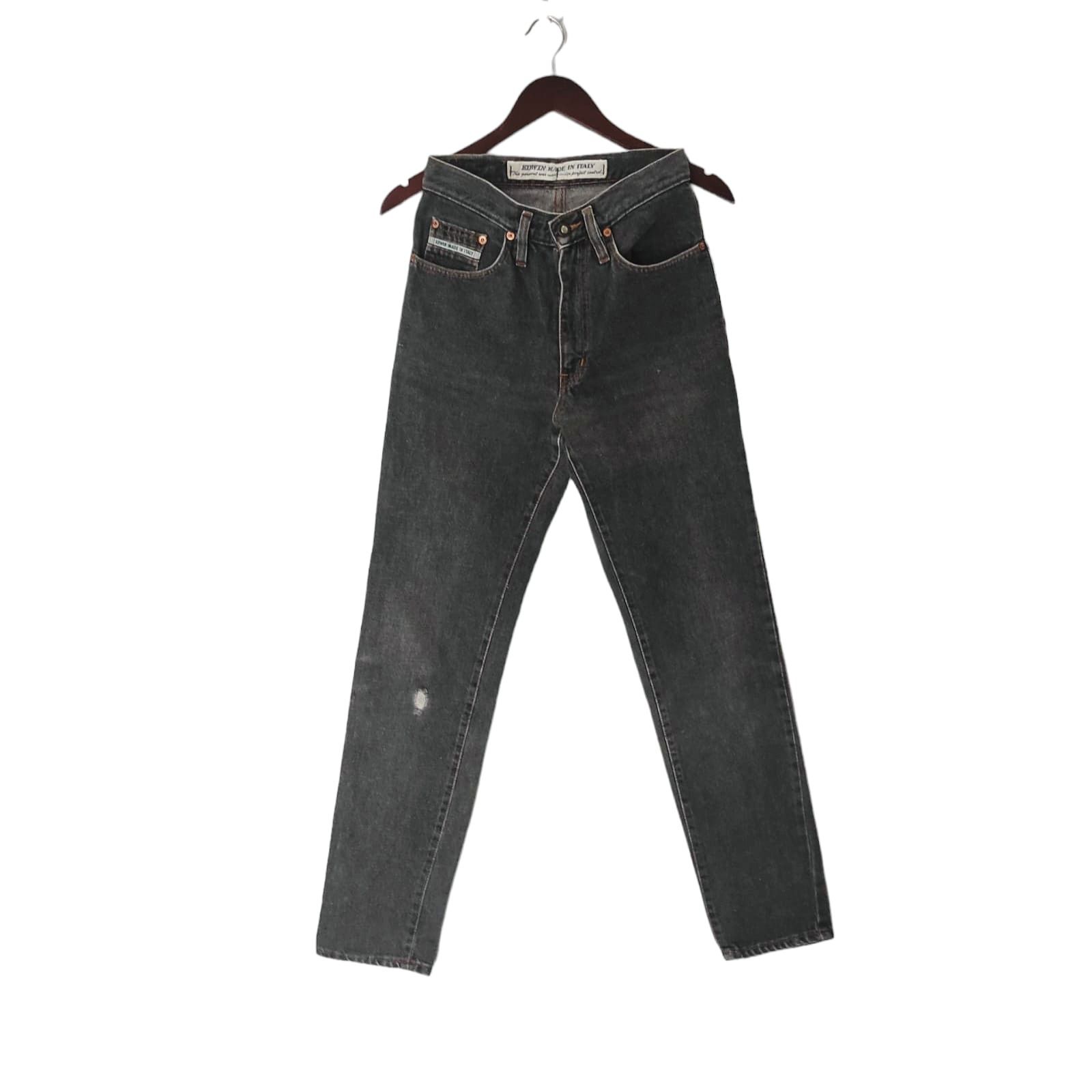 image of Vintage Edwin Distressed Denim Jeans Made In Italy in Black, Men's (Size 27)