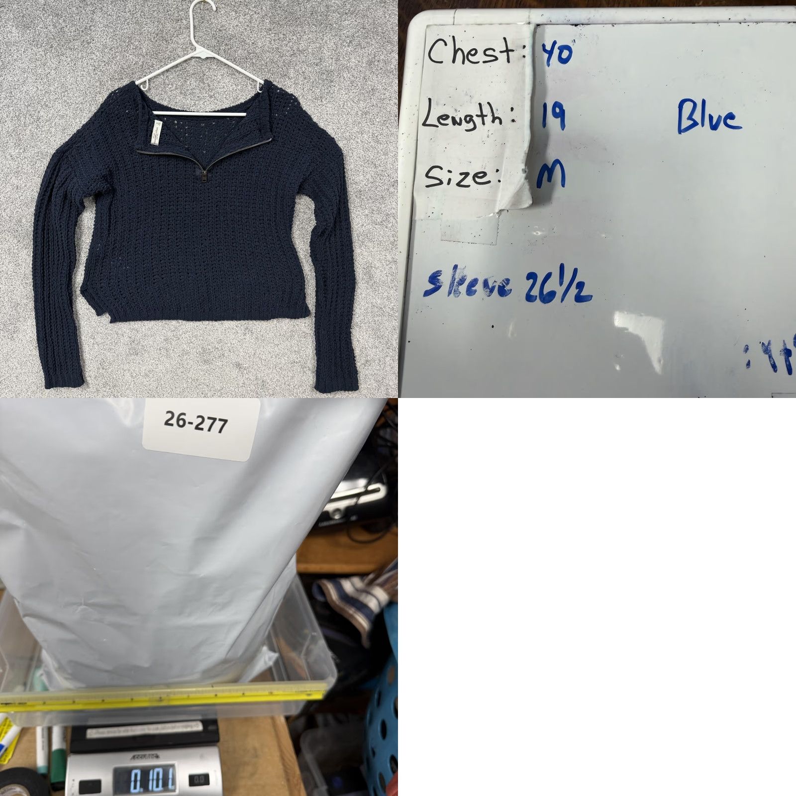 Abercrombie & Fitch Abercrombie & Fitch Cropped Pullover Sweater Women M Blue Open-Knit Layering Zipper Crew Neck Solid Size M / US 6-8 / IT 42-44 - 9 Thumbnail